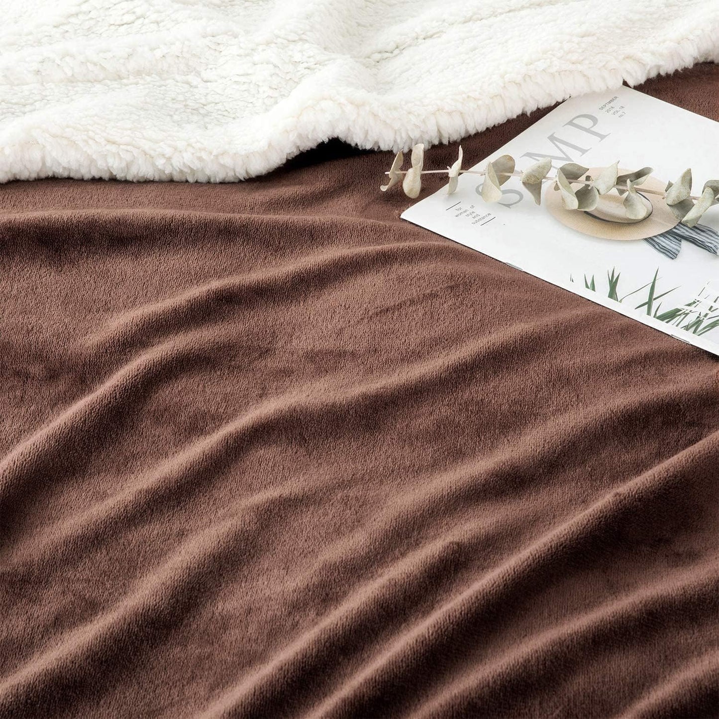 IR Imperial Rooms Coffee Sherpa Fleece Throw Blanket for Bed - Wholesale Bulk Pack of 16 Sherpa Blankets - Soft Fluffy Throw Blankets for Hotels, Guest Bedroom, 50x60 Inches