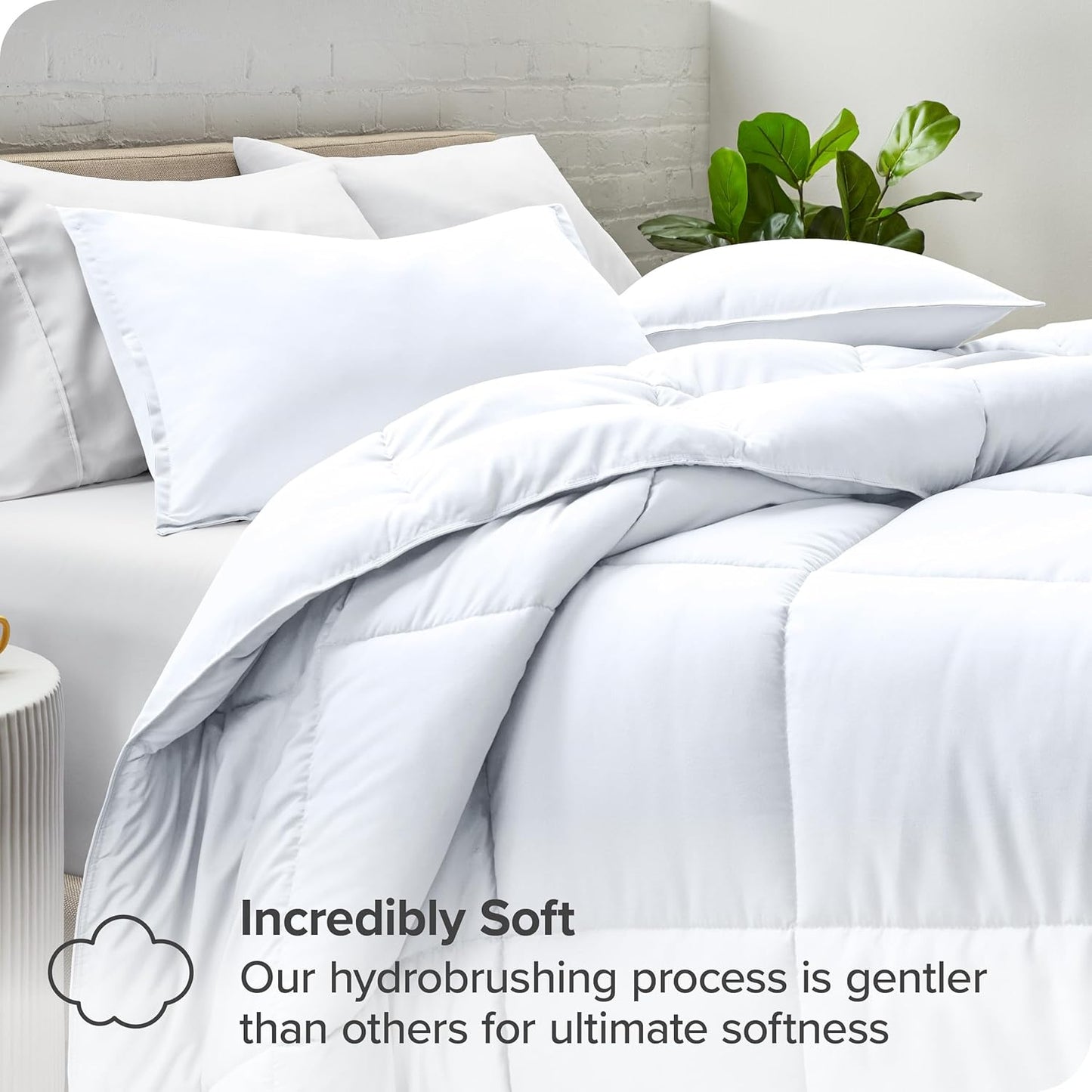 Bare Home Comforter Set - King/California King Size - Ultra-Soft - Goose Down Alternative - Premium 1800 Series - All Season Warmth (King/Cal King, White)
