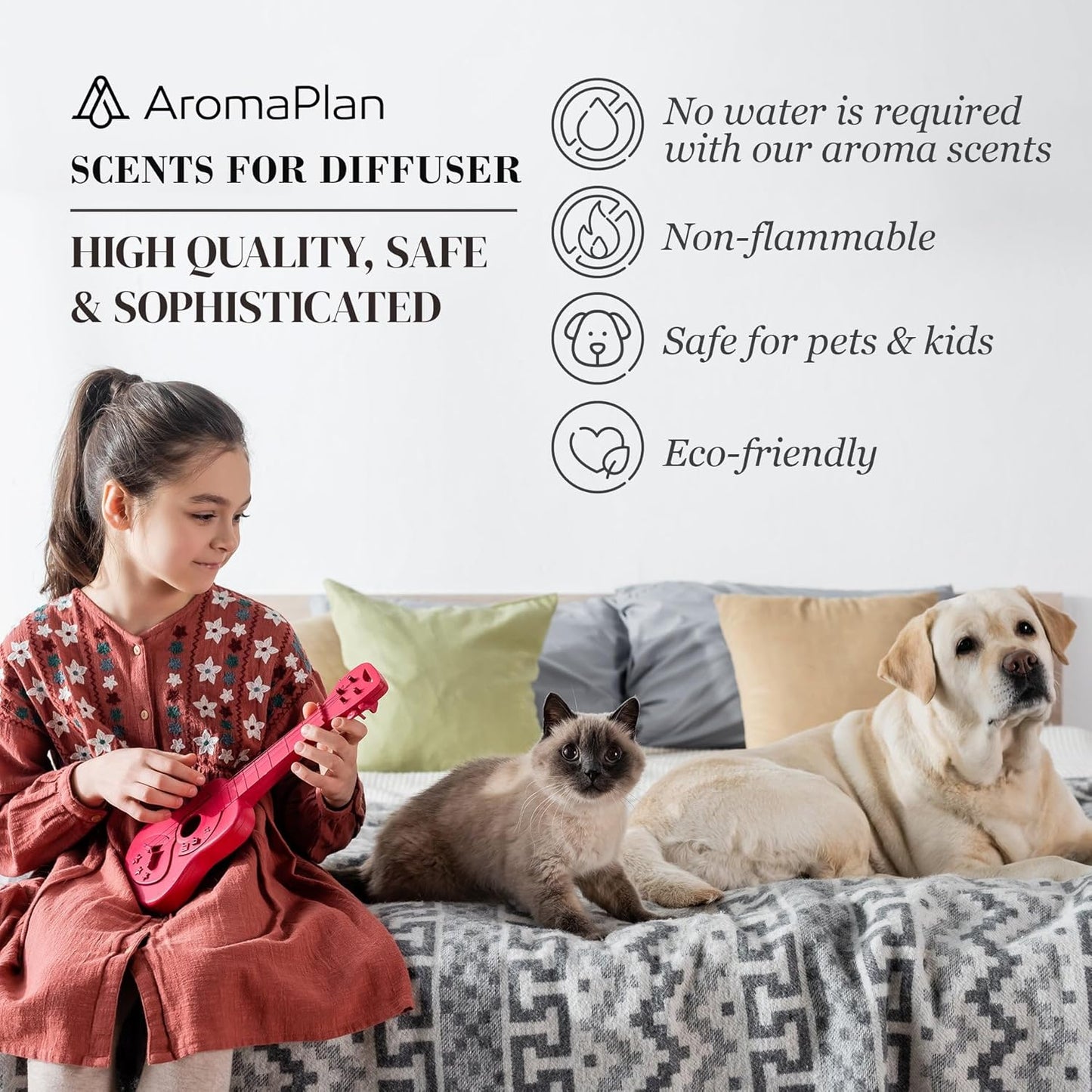 AromaPlan Hotel Scents Santal 5 Fl Oz (2 Pack), Luxury Aroma & Hotel Fragrance Diffuser Oil- Hotel Diffuser Oil for Aromatherapy- USA Made, Bigger Bottle, Bolder Aroma & Longer Lasting