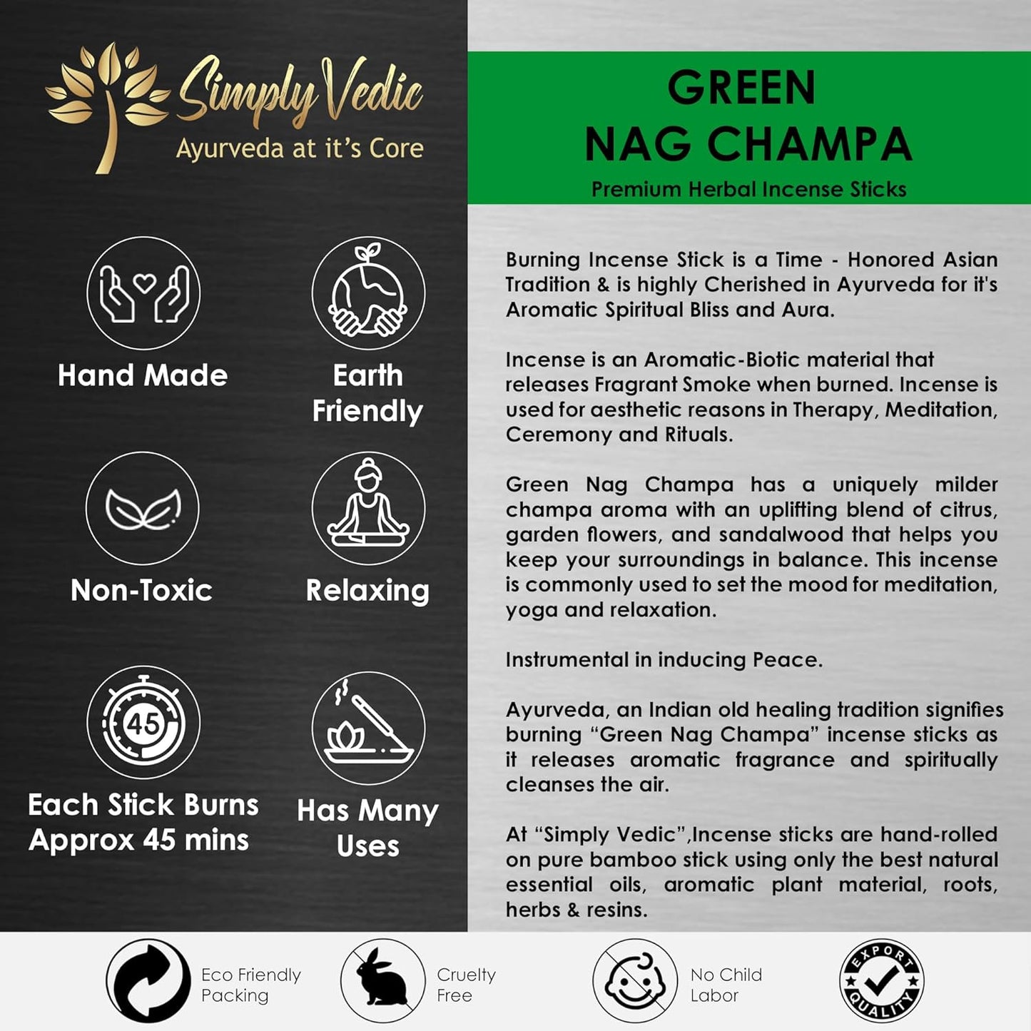 Simply Vedic Nag Champa Incense Sticks 250g with Holder – 135 Hand-Rolled Natural Agarbatti – No Charcoal, Long-Lasting Aromatherapy for Pooja, Home, Yoga, Meditation, Relaxation, Spiritual Healing