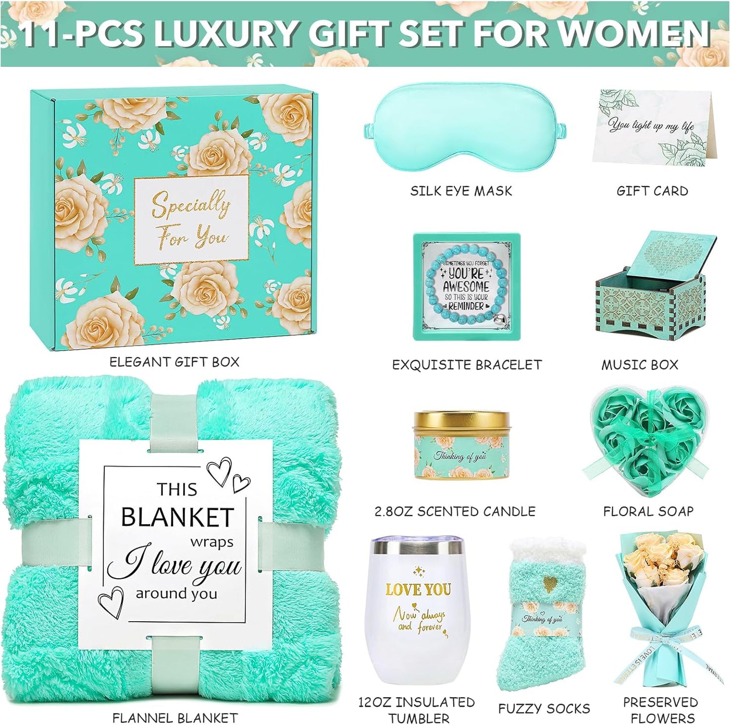 Gift Baskets for Women, Self Care Gifts Spa Basket Set for Women Get Well Soon Gifts with Flannel Blanket Care Package, Thinking of You Christmas Birthday Gifts for Mom Girlfriend Sister Wife