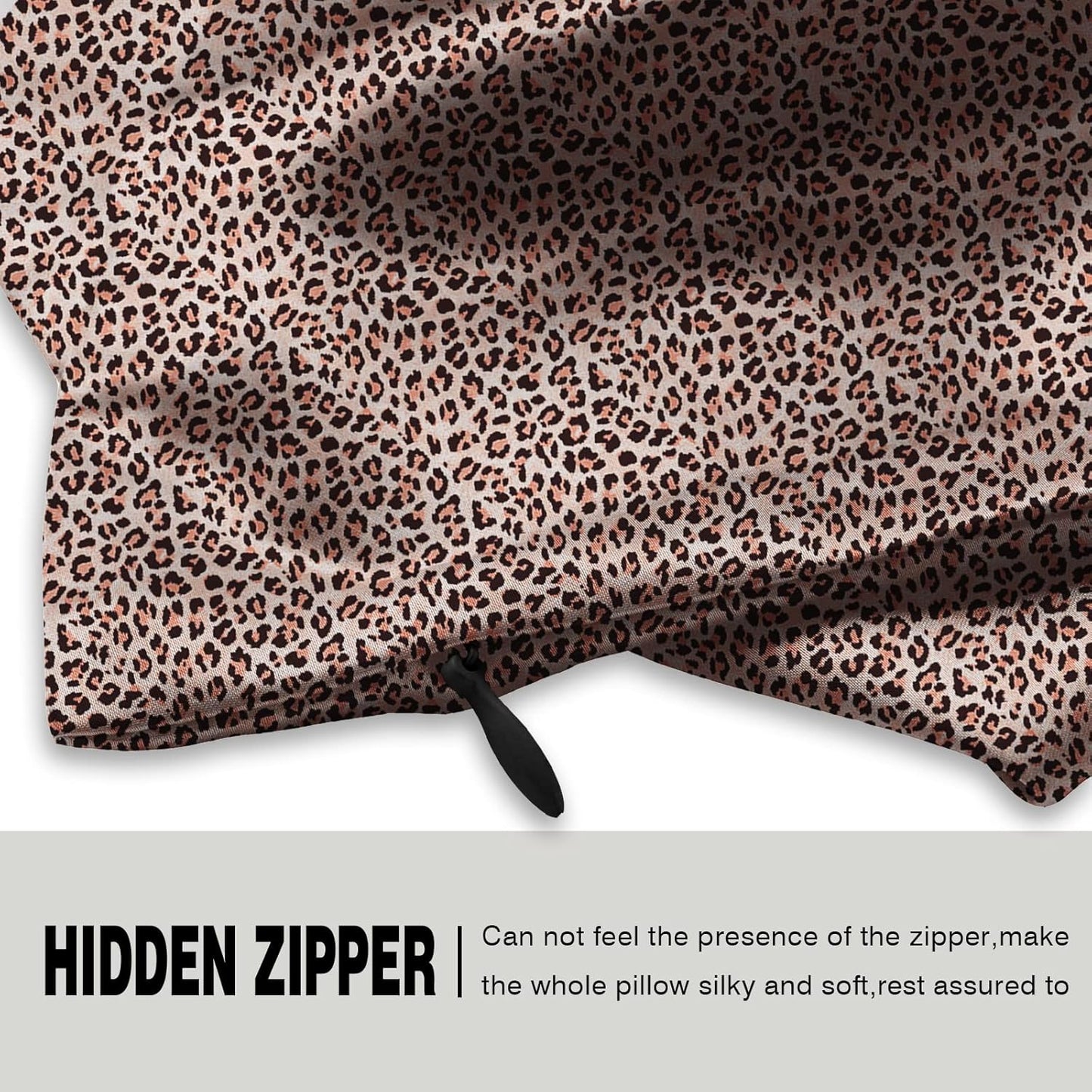 Mulberry Silk Pillowcase for Hair and Skin King Size Leopard Print Silk Pillow Cases with Zipper Soft Breathable Smooth Cooling Silk Pillow Covers for Sleeping (Taupe Leopard,20"X 36",1Pcs)