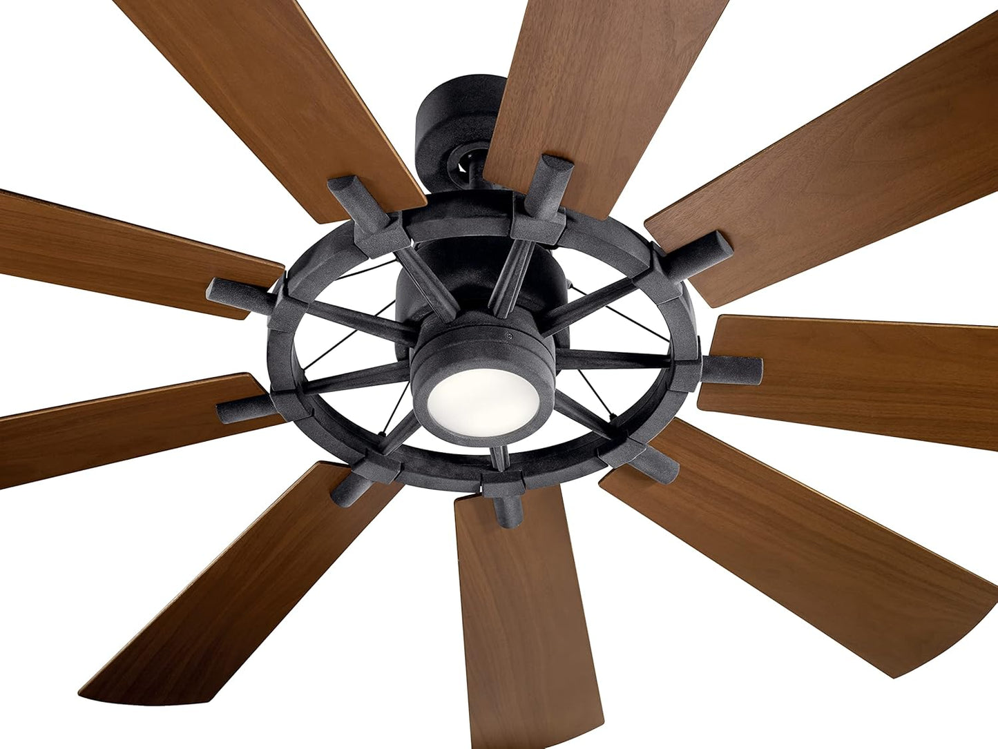 KICHLER 65 inch Gentry LED Ceiling Fan in Distressed Black with Reversible Blades, Extra Large