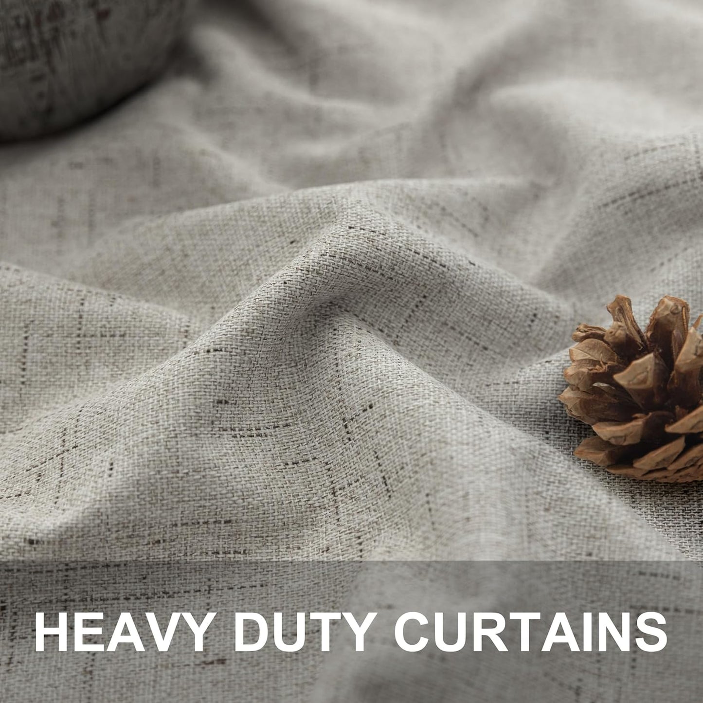 Blackout Linen Curtains 96 Inches Long for Living Room 2 Panel Set Black Out Light Blocking Back Tab Neutral Boho Farmhouse 96 Inch Curtain Drapes for Bedroom Window Earth Tone Stone Birch Taupe Tan