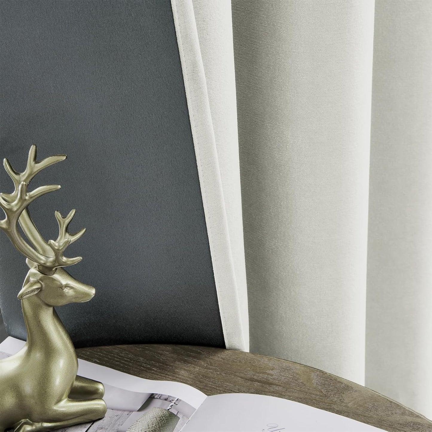 Joydeco Vanilla Grey Velvet Curtains 84 Inches 2 Panels, Luxury Thermal Insulated Soft Curtains for Bedroom & Living Room, Room Darkening Velvet Drapes, Rod Pocket (52W x 84L)