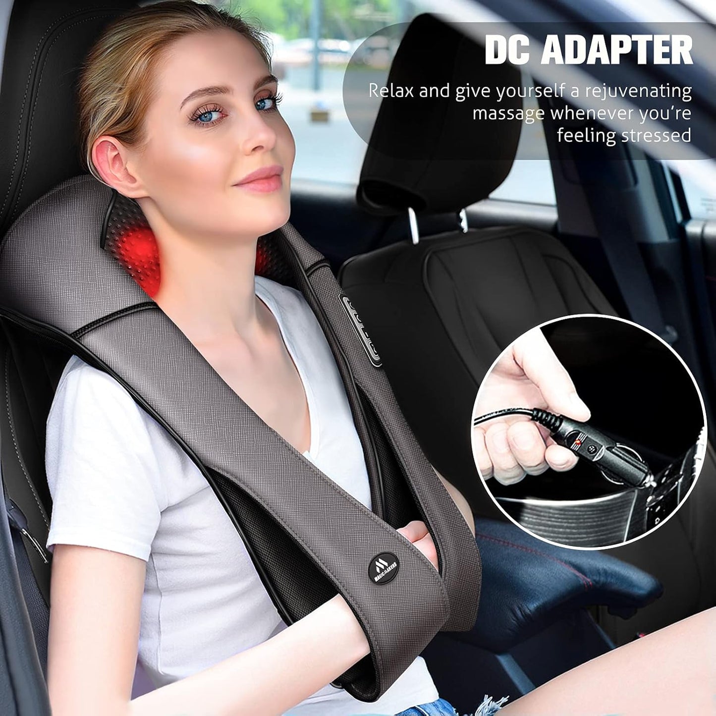 MagicMakers Neck Massager with Heat Gifts for Women, Men, Dad, Mom, Family, Friend, Mothers Day, Fathers Day, Christmas, Shiatsu Kneading Back Massager for Shoulder, Pain Relief, Muscle Soreness