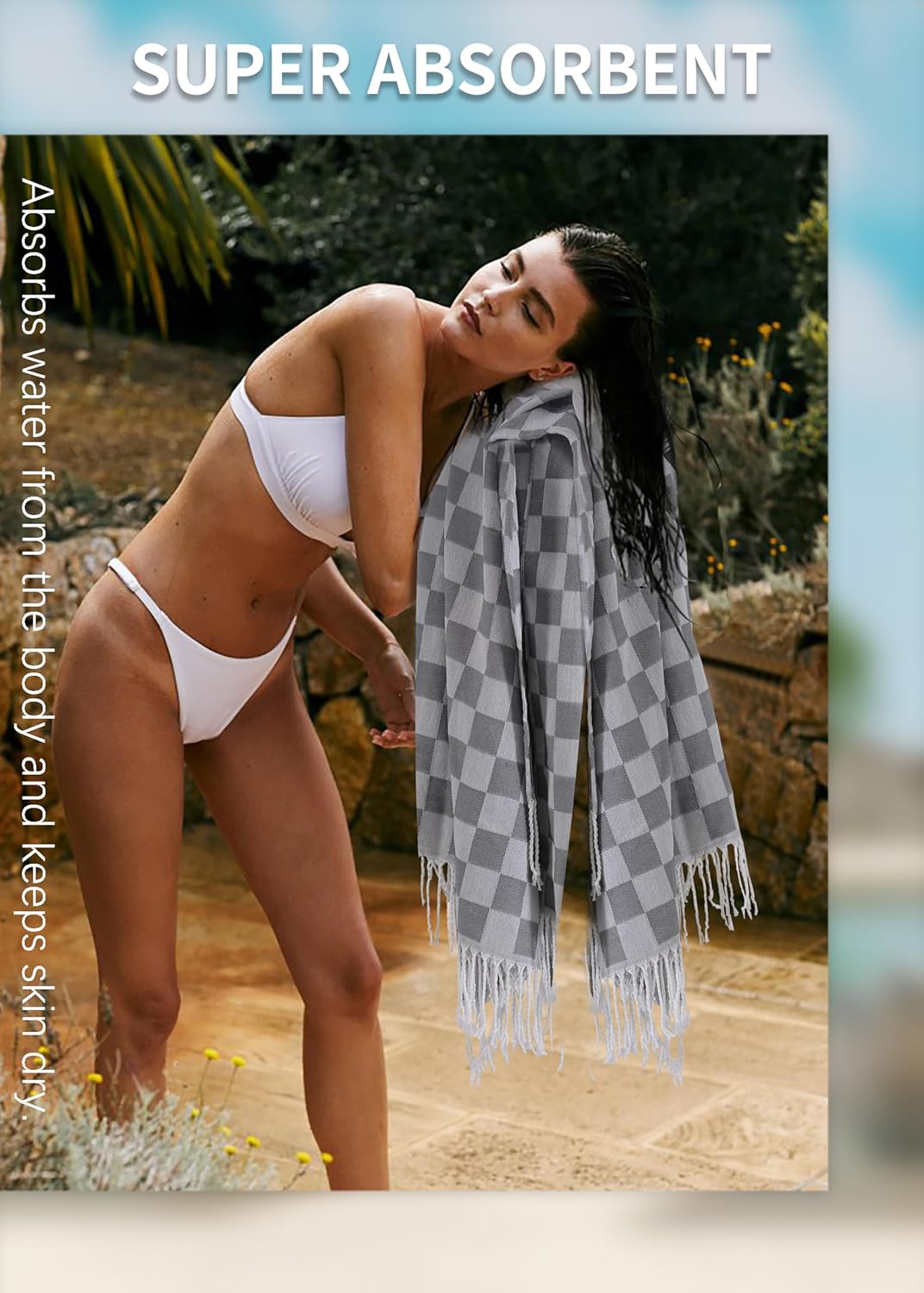 6 Packs Turkish Beach Towel Blanket Bath Pool Towels Bulk Travel Sand Free Quick Dry Extra Large Oversized Cute Big Cotton Soft Lightweight Compact Proof Men Women Adult Long Aesthetic Cloud