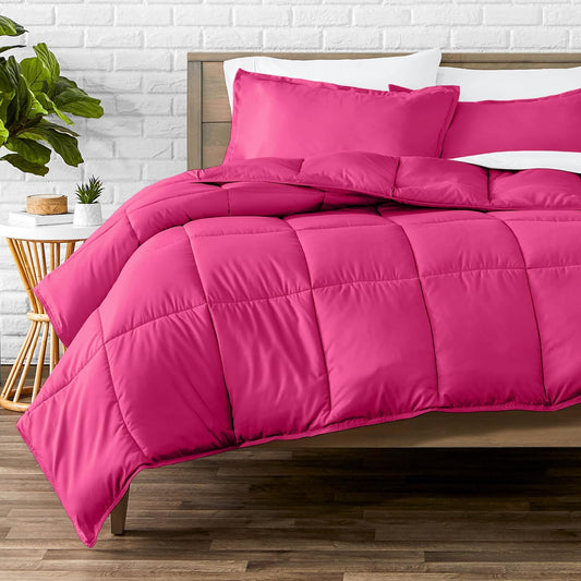 Bare Home Comforter Set - Queen Size - Ultra-Soft - Goose Down Alternative - Premium 1800 Series - All Season Warmth (Queen, Pink)