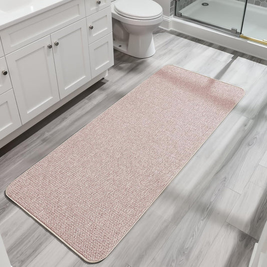 Bath Mat,Ultra Thin Bathroom Runner Rugs,Large Bath Mats for Bathroom,Quick Dry,Non-Slip,Machine Washable,Low Pile,Bath Rug,Shower Outside,Sink,Home Decor Accessories.Beige,1'9"x3'11"（21x47inch）