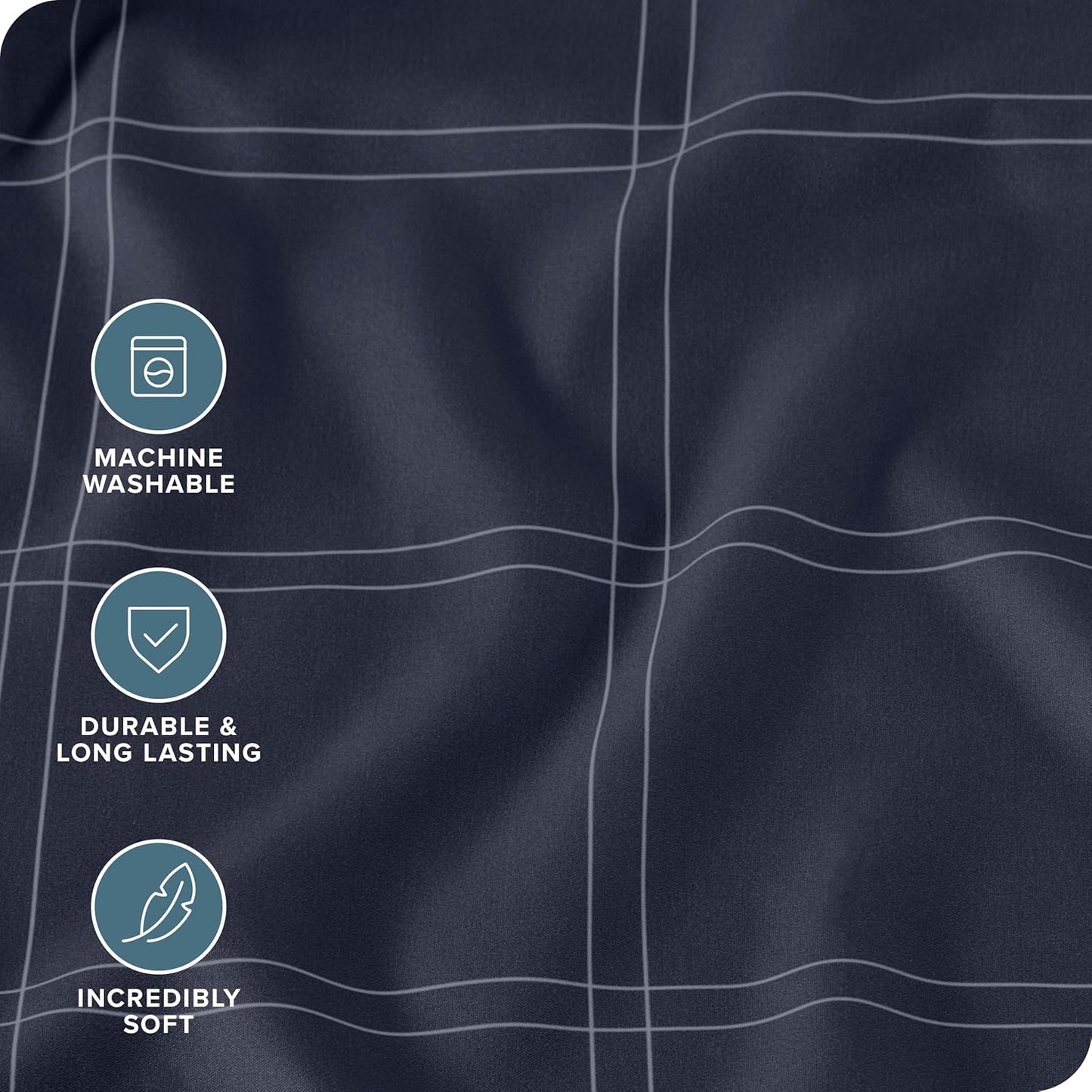 Bare Home Bedding Duvet Cover Full Size - Premium 1800 Super Soft & Lightweight Duvet Cover - Soft Breathable Bedding (Full, Modern Plaid - Midnight Blue/White)