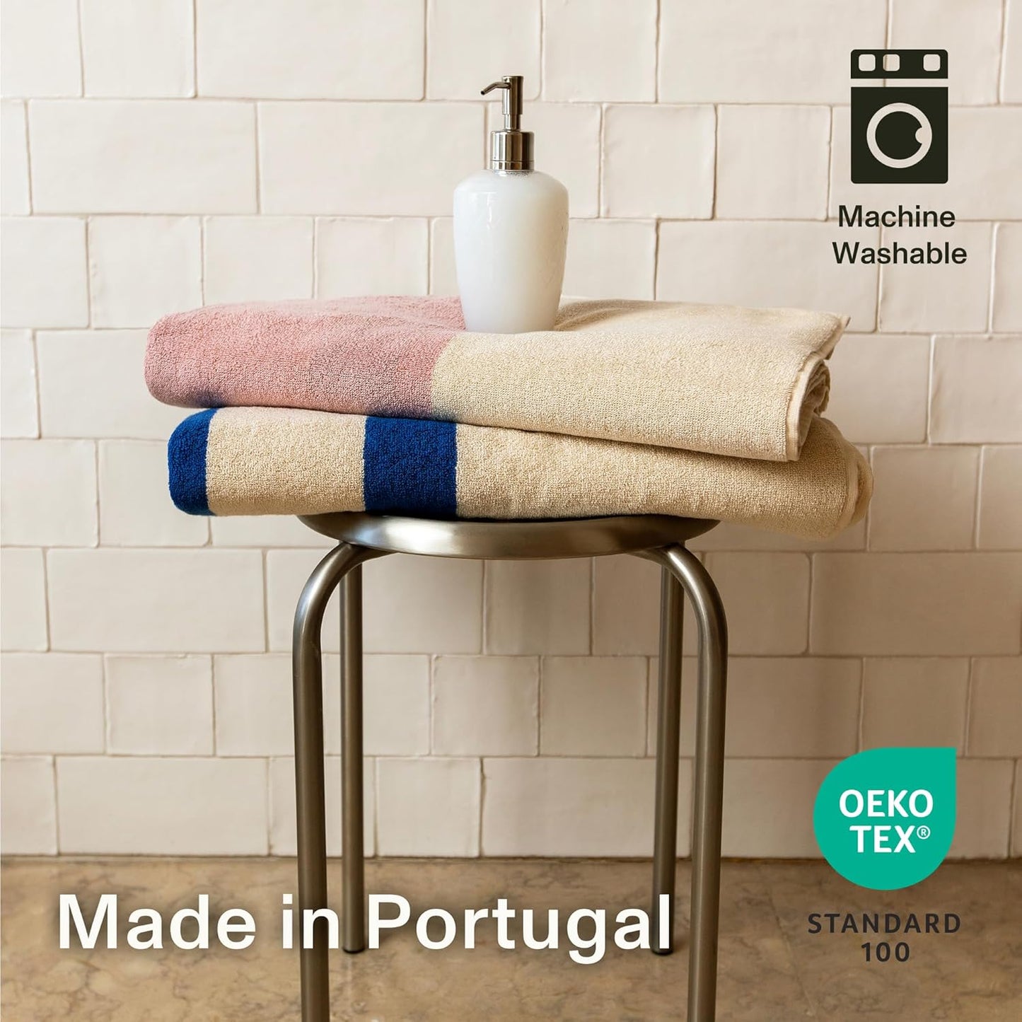 Towels - Ultra Soft, Thick and Plush, Reversible - 1 PC Luxury Bath Sheets (35"x 70"), 550 GSM,100% Combed Cotton, Made in Portugal, Perfect for Home and Bathroom, Calamine Sky-Janus