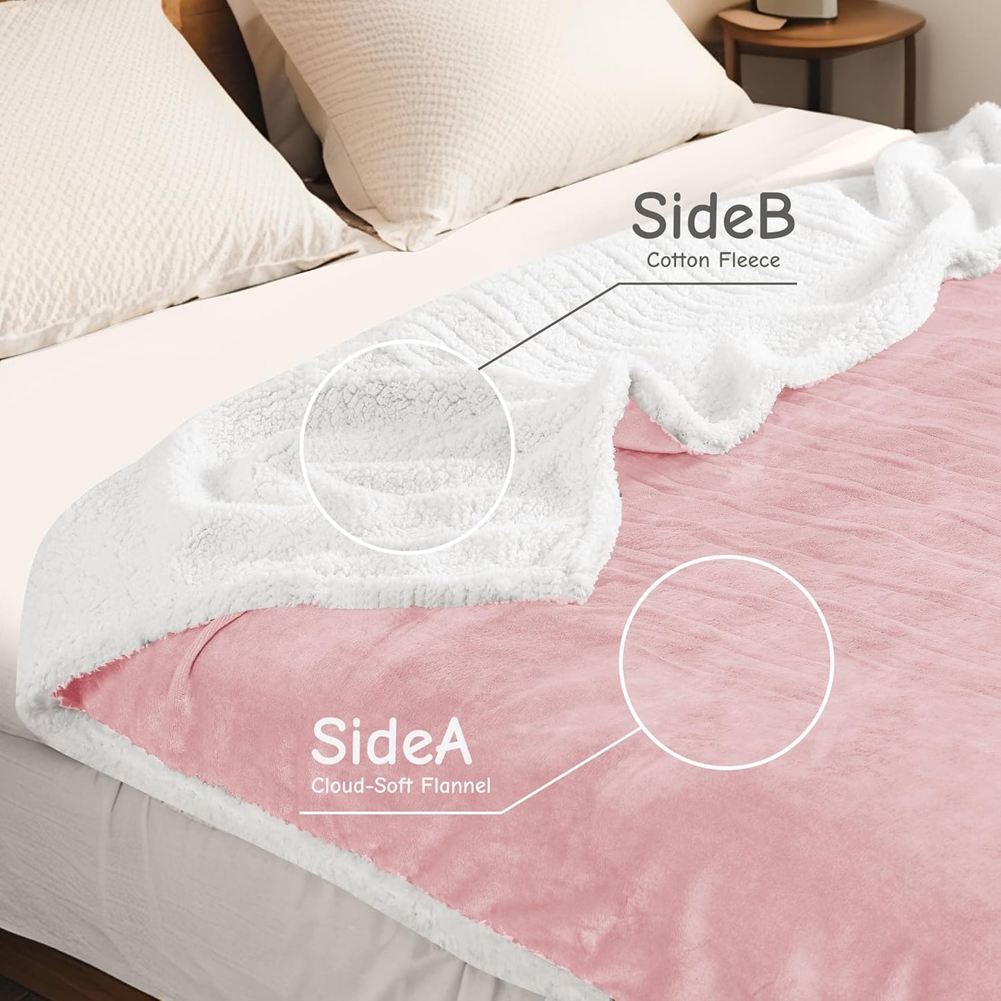 Electric Heated Blanket Twin Size 62"x84", Soft Flannel with Overheat Protection, 6 Adjustable Heat Settings & 10-Hour Auto-Off Timer, Fast Heating for Winter Comfort, Pink