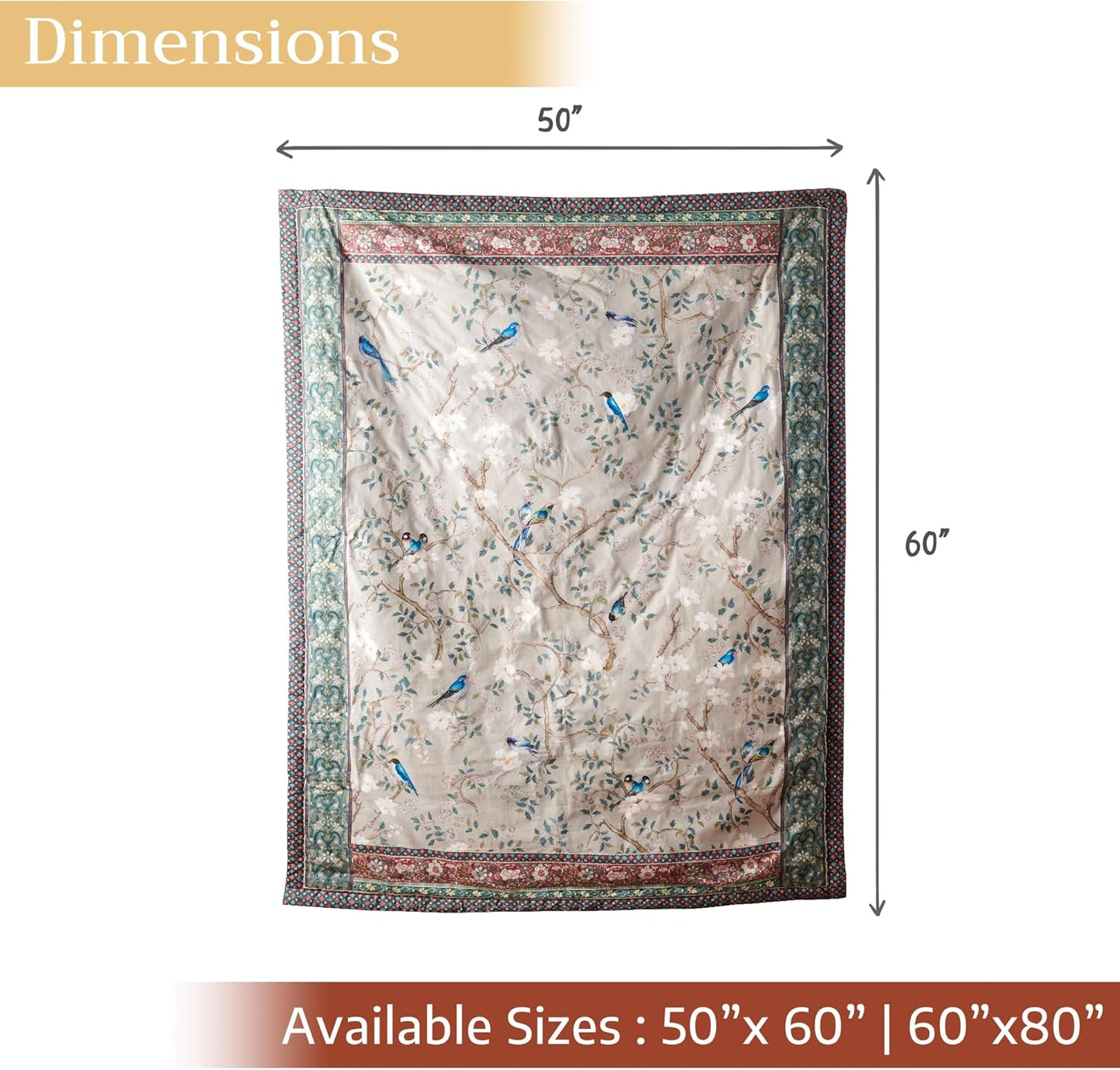 Maison d' Hermine Throw Blanket for Couch Lightweight Soft Warm Breathable Cotton Throw Blankets for Bed Girls Boys Women Men Gifts Sofa Travel Living Room Chair Bedding (60"x80", Osaka)
