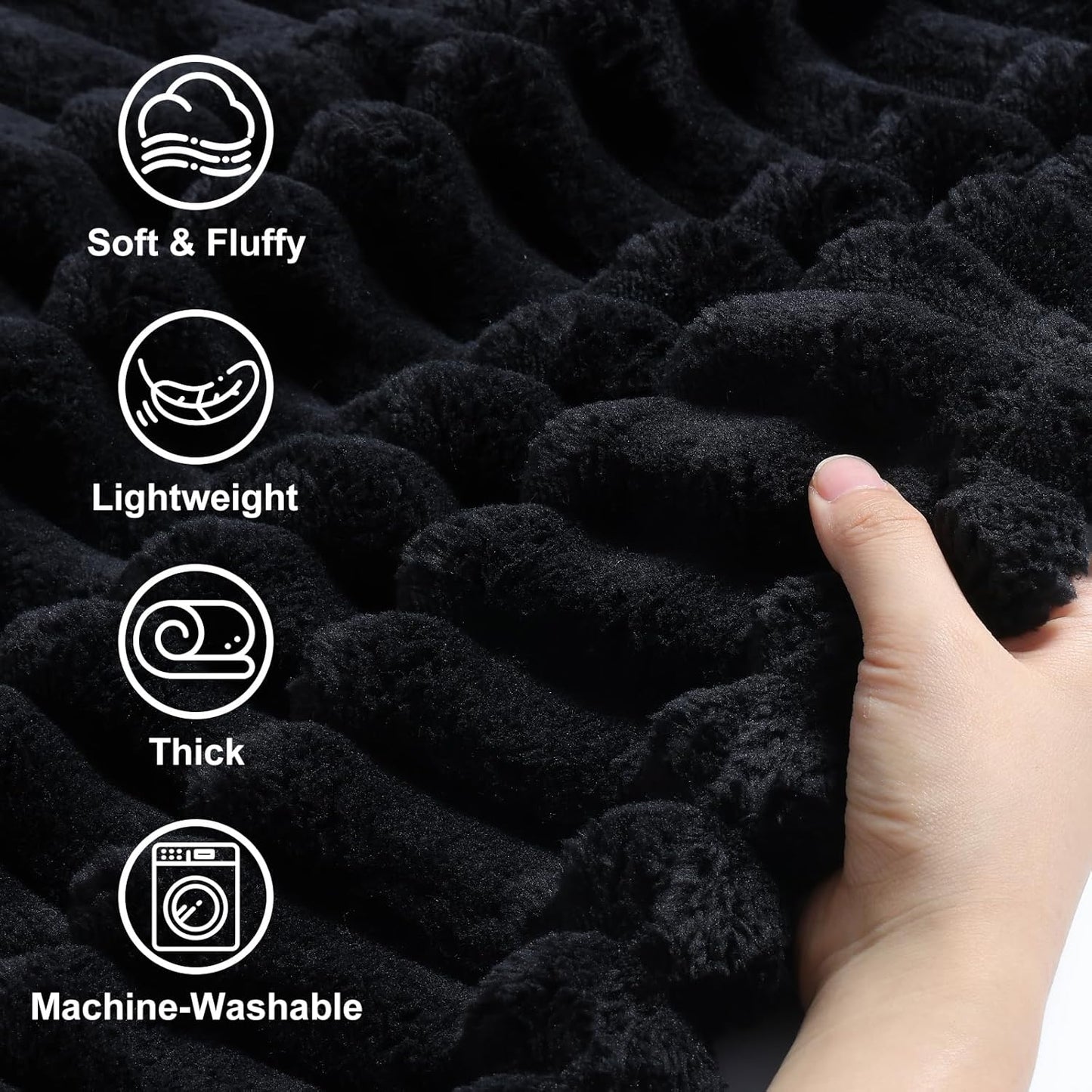 decorUhome Christmas Soft Fleece Black Twin Blanket for Bed, Cozy Fluffy Plush Flannel Striped Throws for Couch Sofa, Lightweight Decorative Ribbed Fuzzy Blanket for Woman, 60x80 Inches