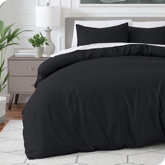 Bare Home Bedding Duvet Cover Full Size - Premium 1800 Super Soft Collection - Lightweight, Cooling Duvet Cover - Soft Breathable Bedding (Full, Black)