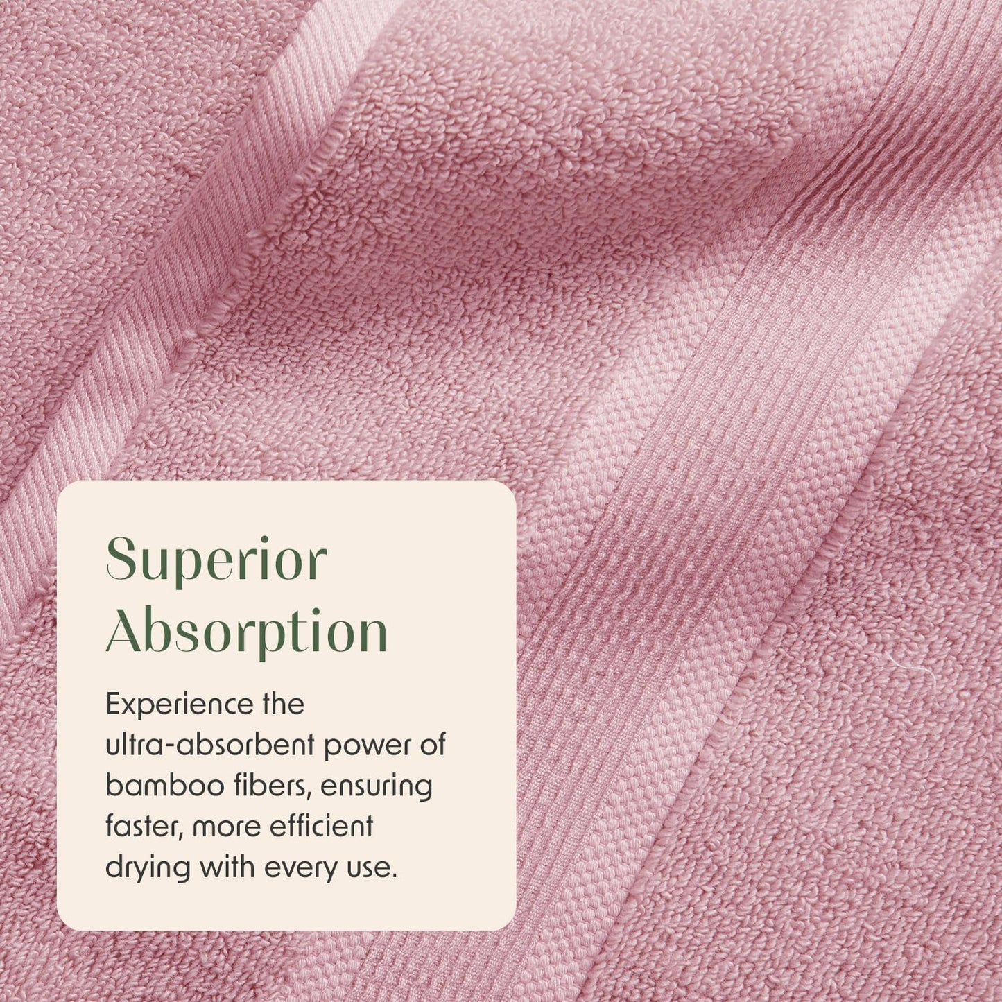 Springtree Home Luxury Bamboo Rayon Bath Towel Set of 4 | 35% Bamboo Rayon - 65% Cotton | Absorbent Quick-Dry Towels for Bathroom | Oeko-TEX Standard 100 Cotton | Pink Shadow