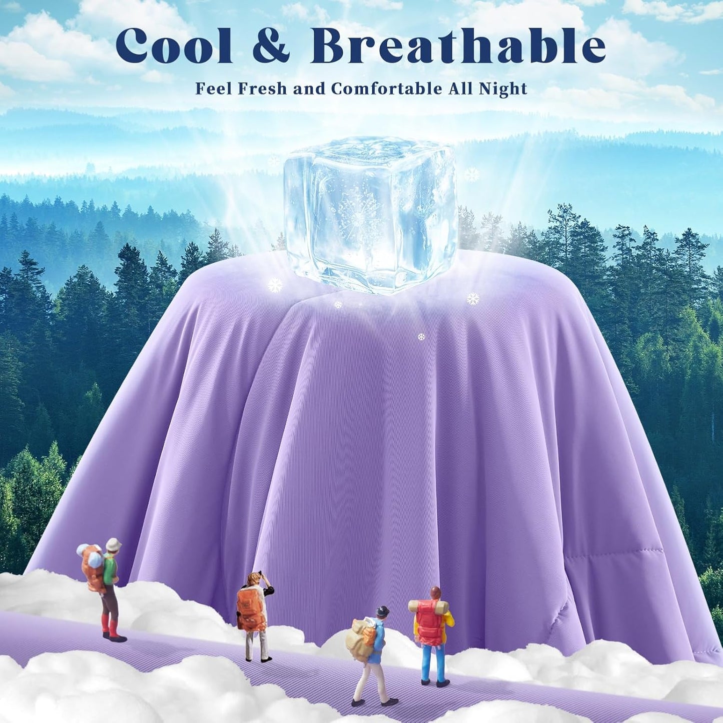 Cooling Comforter King Size, Double-Sided Cooling Blanket for Hot Sleepers & Night Sweats, Arc-Chill Q-Max > 0.4 Breathable Ice Blanket, Lightweight Cold Comforter (108''x90'', Purple)