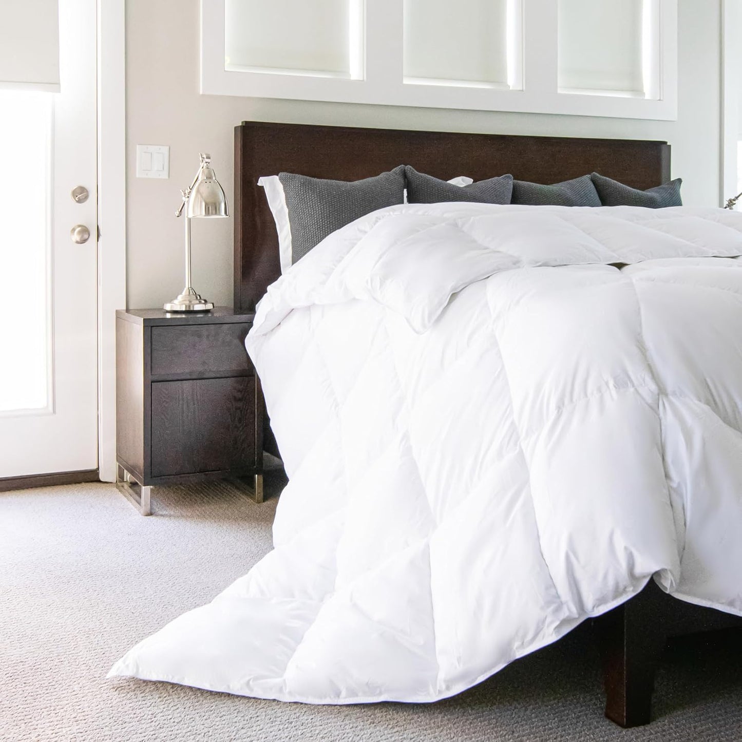 Gray Eagle Oversized King Comforter 120x120 – Extra Large Synthetic Down Alternative Comforter – Ultra Soft Microfiber, All-Season, Lightweight & Fluffy – Hotel-Quality, Machine Washable, White