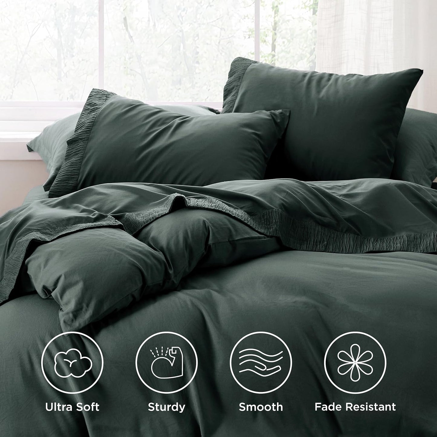 Bedsure Twin XL Sheet Sets Dorm Bedding - 3 Pieces Soft Extra Long Twin Sheets, Hotel Luxury, Easy Care Microfiber for Women, Men, Forest Green