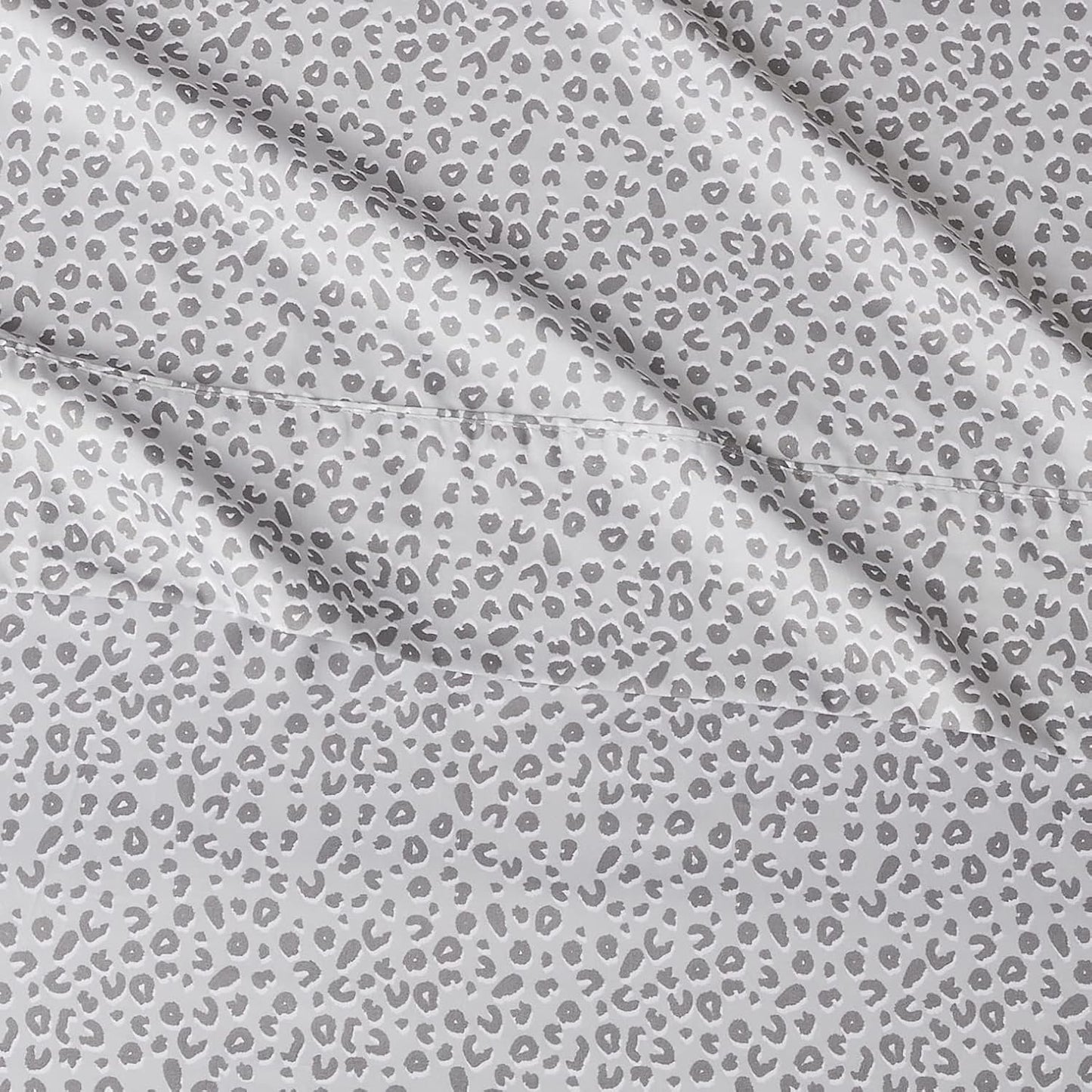 Amazon Basics Lightweight Super Soft Easy Care Wrinkle Free Microfiber 3 Piece Bed Sheet Set with 14-Inch Deep Pockets, Twin, Gray Cheetah, Printed, Kids, Men & Women Bedding