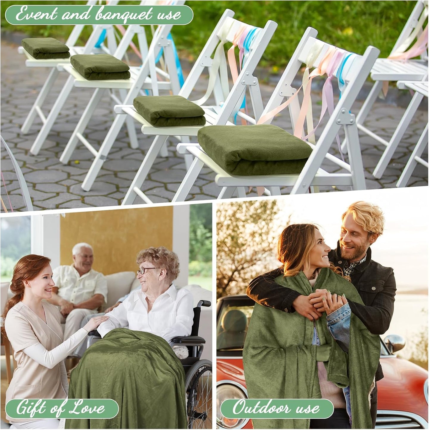 Tinideya 6 Pcs Flannel Fleece Throw Blanket Bulk 50 x 60 Inch Soft Fleece Blanket Warm Throw Blanket Coral Blankets for Couch Sofa Home Wedding Gifts Season (Army Green)