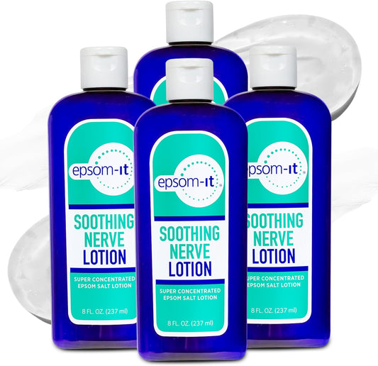 Epsom-It Soothing Nerve Lotion - Epsom Salt Magnesium Lotion, Topical Magnesium Cream with Capsaicin & Arnica to Provide Comfort for Legs, Knee and Feet, 8.0 oz., 4-Pack