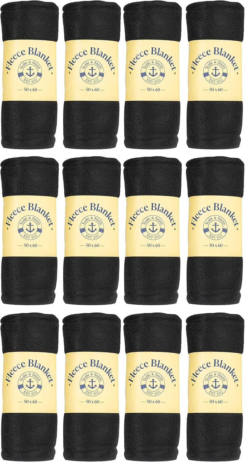 Yacht & Smith Soft Fleece Blankets 50 X 60, Lightweight, Cozy Warm Throws Dark Colorful Blanket Sofa Travel Outdoor, Wholesale