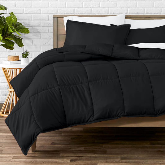 Bare Home Comforter Set - Full Size - Ultra-Soft - Goose Down Alternative - Premium 1800 Series - All Season Warmth (Full, Black)