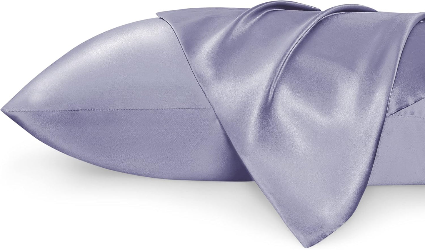 Bedsure Satin Pillowcase 2 Pack Similar to Silk Pillow Cases Standard Size, Pillow Case for Sleeping Women with Envelope Closure, Gifts for Women Men, Icelandic Blue, 20x26 Inches, 2pcs