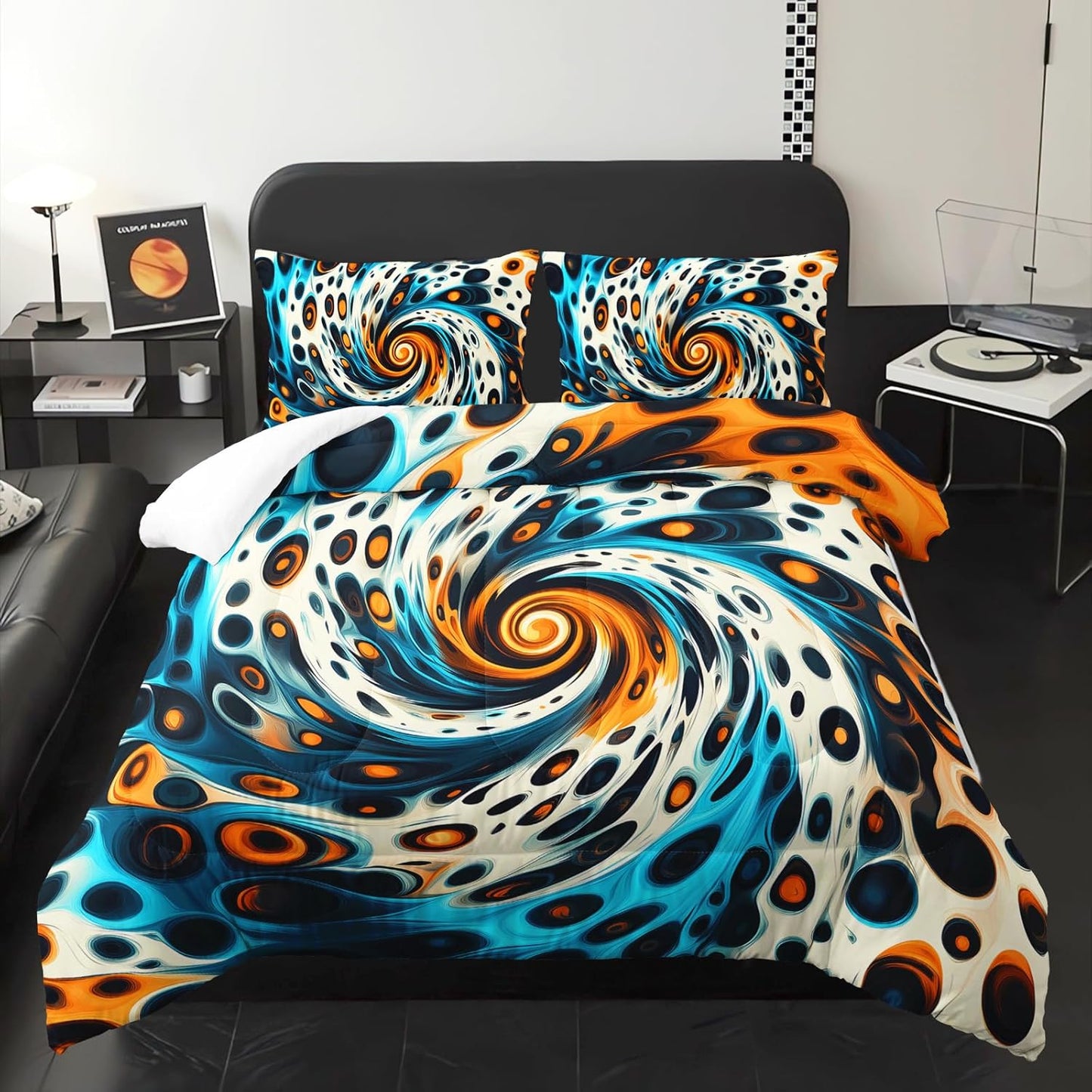 Leopard Print Geome Comforter Set Queen Size，Leopard Print Bedding Set Queen