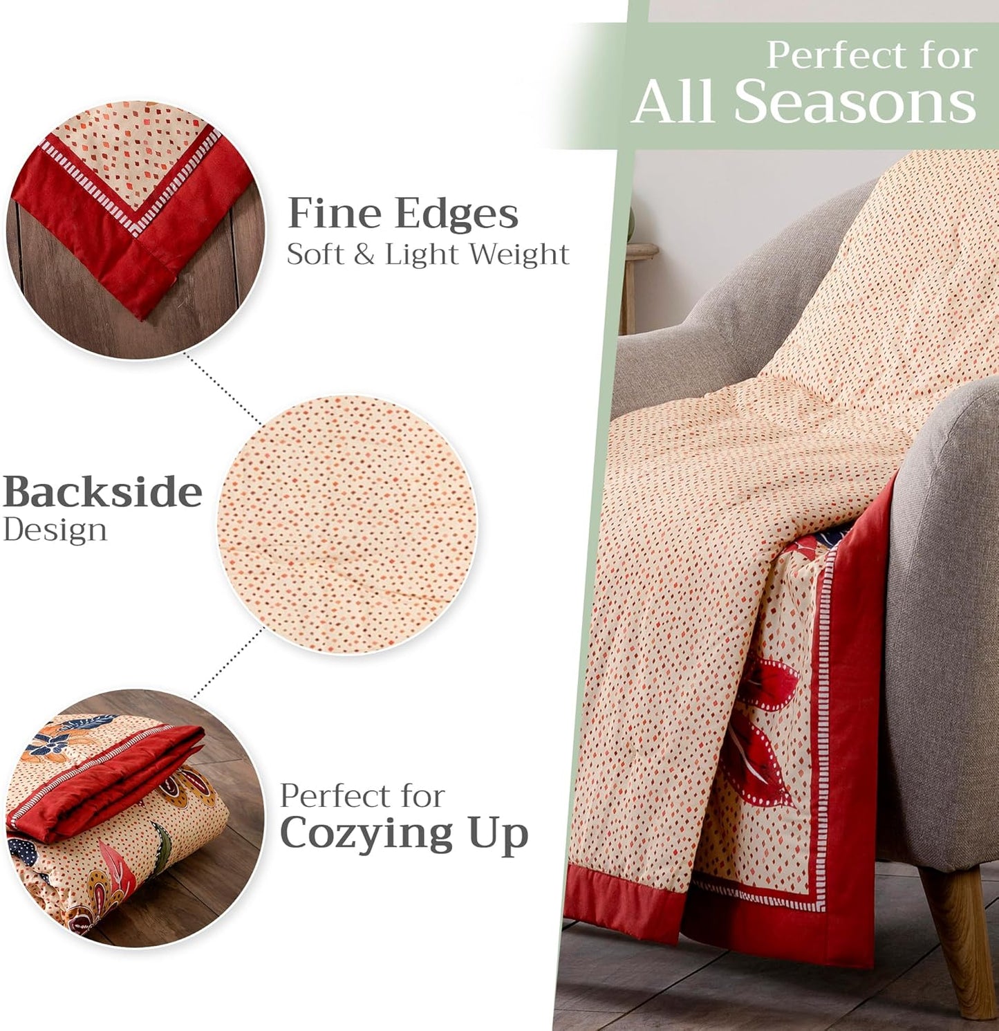 Maison d' Hermine Throw Blanket for Couch Lightweight Soft Warm Breathable Cotton Throw Blankets for Bed Girls Boys Women Men Gifts Sofa Travel Living Room Chair Bedding (60"x80", Kalahari)