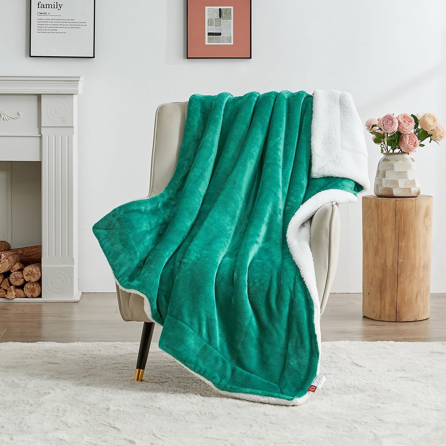 SOCHOW Sherpa Fleece Throw Blanket, Double-Sided Super Soft Luxurious Plush Blanket Throw Size, Malachite Green, 50x60 inches