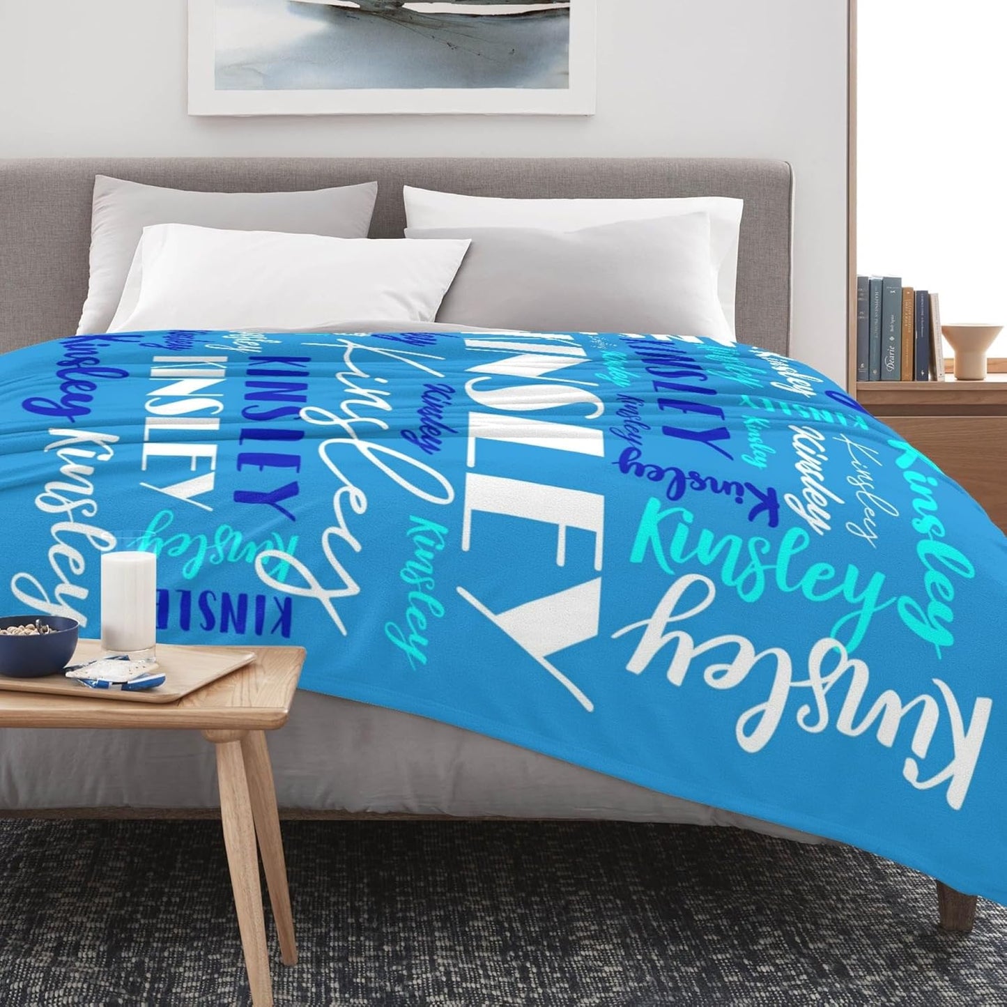 Name Blanket Personalized Blanket for Adult Kids Flannel Customize Throw Blanket Custom (Color 25, 60 x 80 Inches)