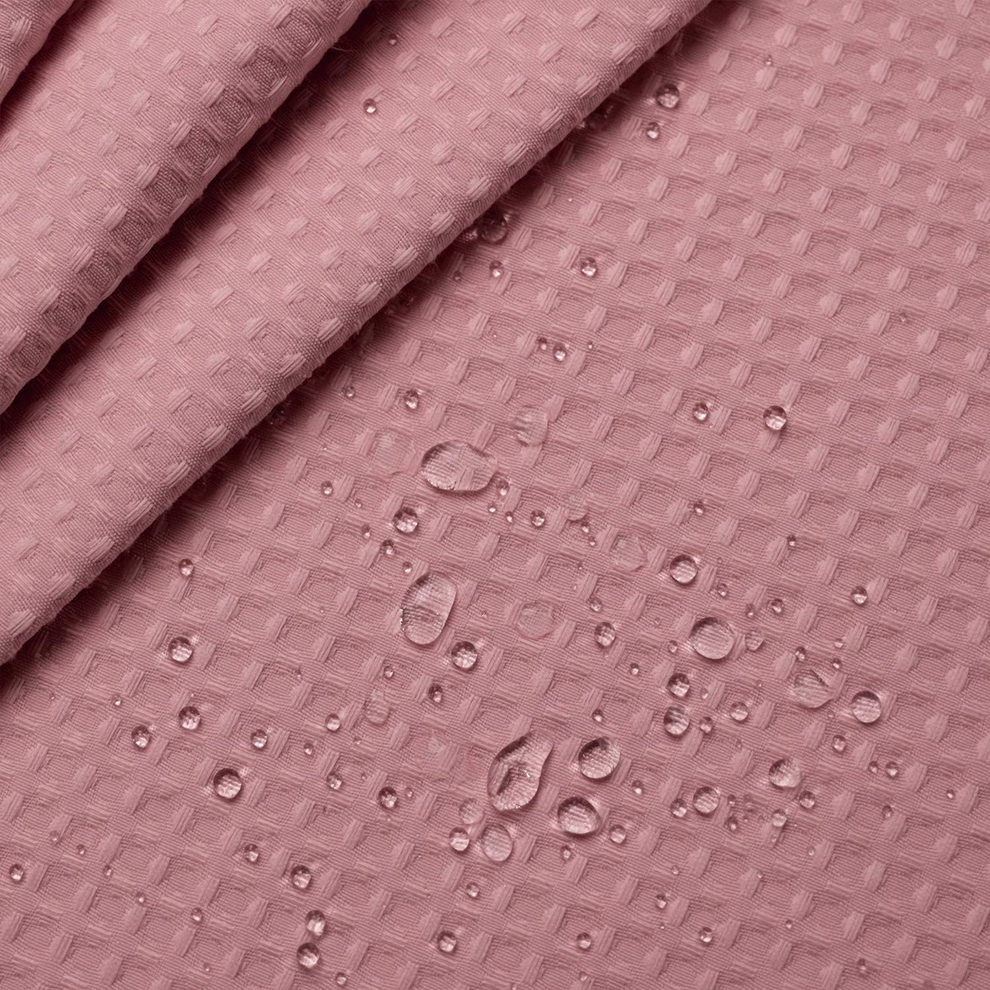 Barossa Design Waffle Weave Shower Curtain Hotel Luxury Spa, 230 GSM Heavy Duty Fabric, Water Repellent, Pale Mauve, 71"x72"