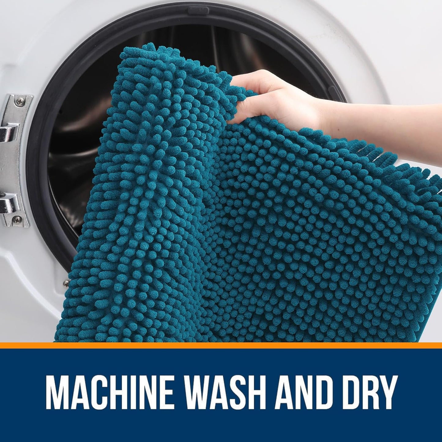 OLANLY Bathroom Rugs 70x46, Extra Soft Absorbent Chenille Bath Rugs, Rubber Backing Quick Dry, Machine Washable Bath Mats for Bathroom Floor, Tub and Shower, Home Decor Accessories, Peacock Blue