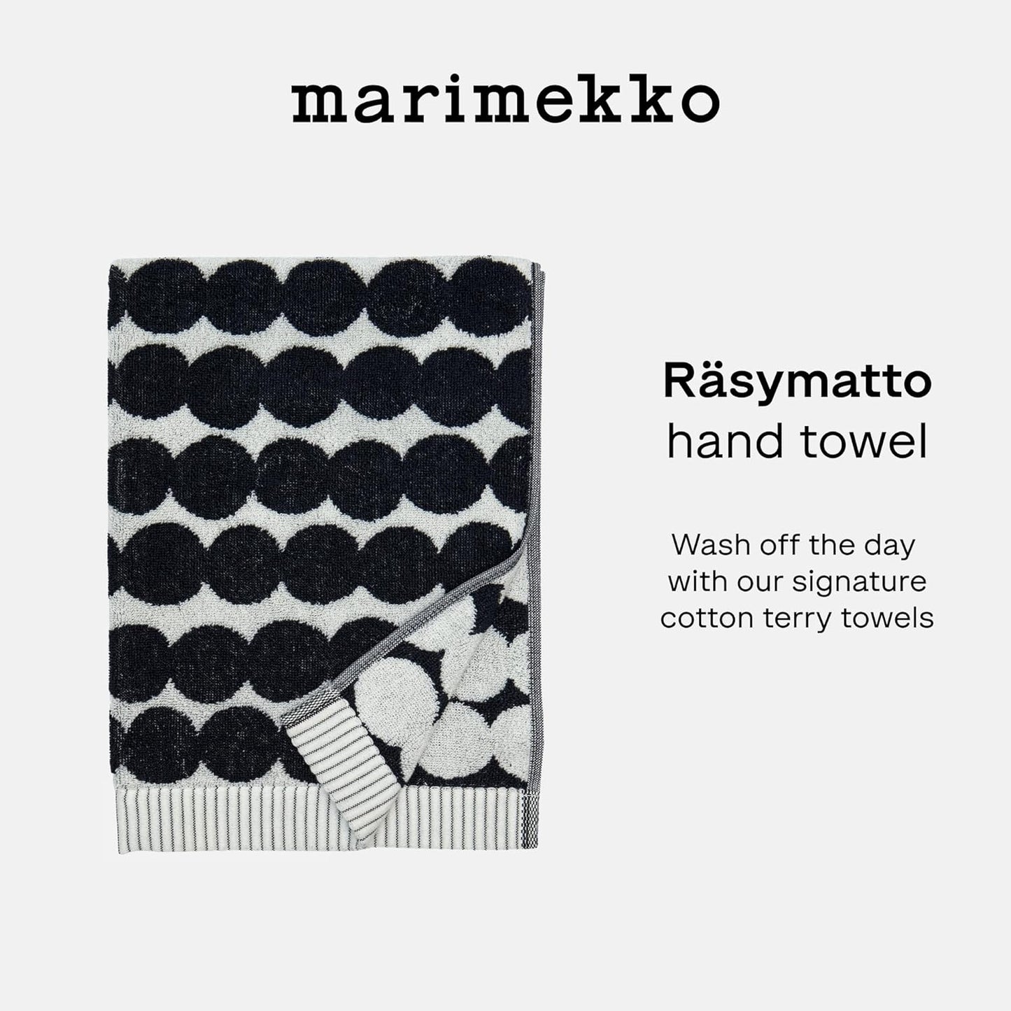 MARIMEKKO Räsymatto Terry Cotton Hand Towel – Polka Dot Patterned Hand Towels – 28 in x 20 in