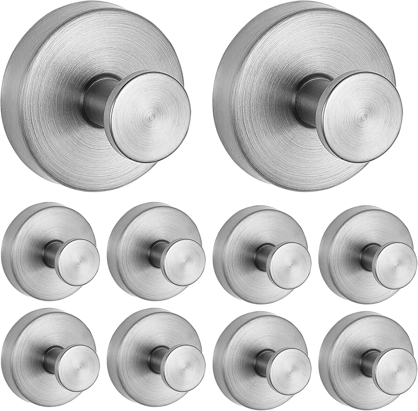 10 Pack Suction Cup Hooks for Shower, Suction Cup Towel Hooks for Bathrooms, Adhesive Wall Hook, SUS304 Waterproof Stainless Steel Hooks for Bathroom, Bedroom, Kitchen, Hotel and Office