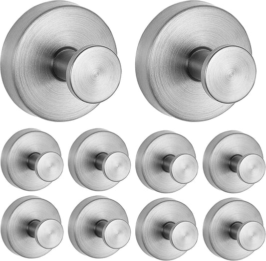 10 Pack Suction Cup Hooks for Shower, Suction Cup Towel Hooks for Bathrooms, Adhesive Wall Hook, SUS304 Waterproof Stainless Steel Hooks for Bathroom, Bedroom, Kitchen, Hotel and Office