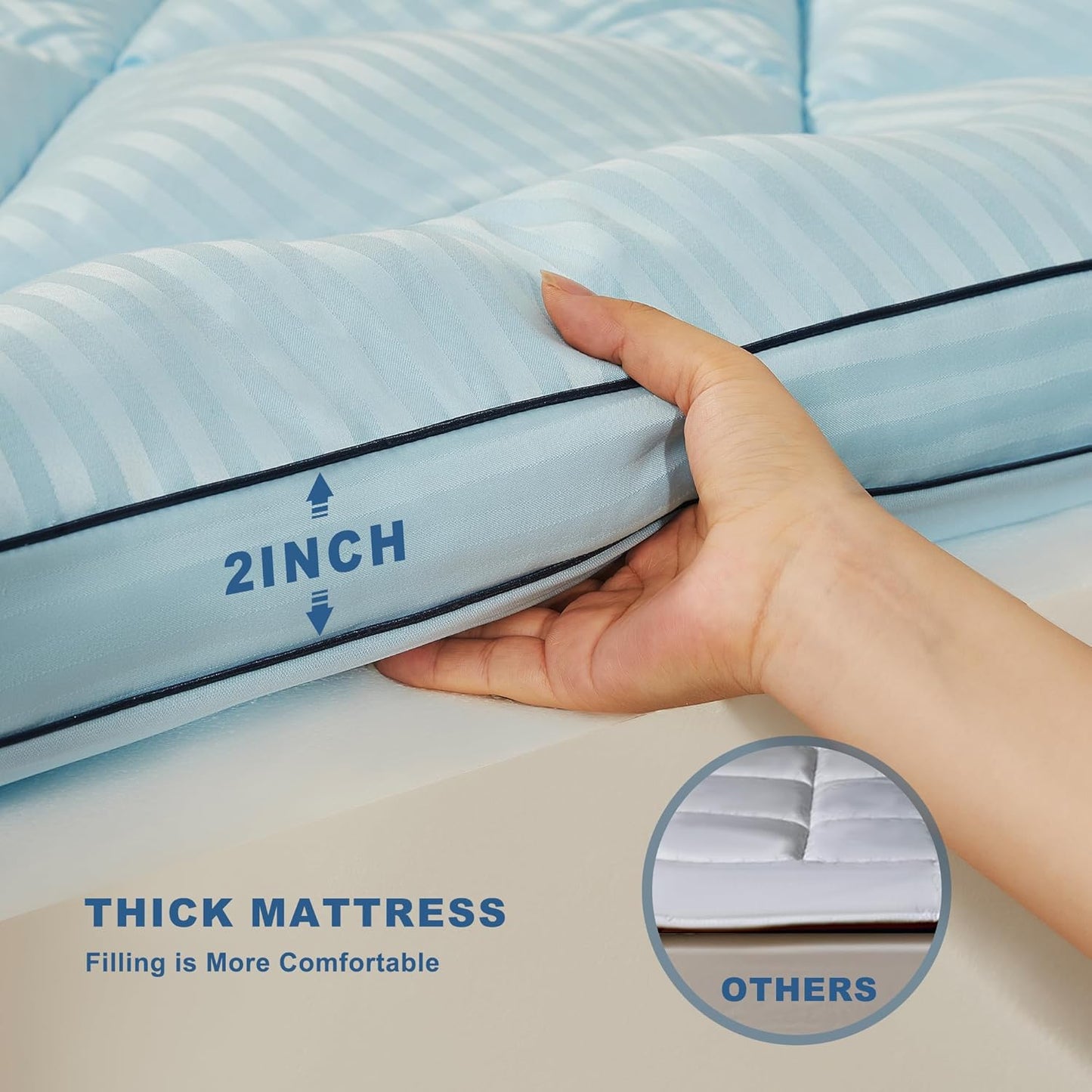 BEDLORE Twin Mattress Topper, Thick Pillow Top Pad for Back Pain Relief, Soft Mattress Cover with Deep Pockets 6-15 inch