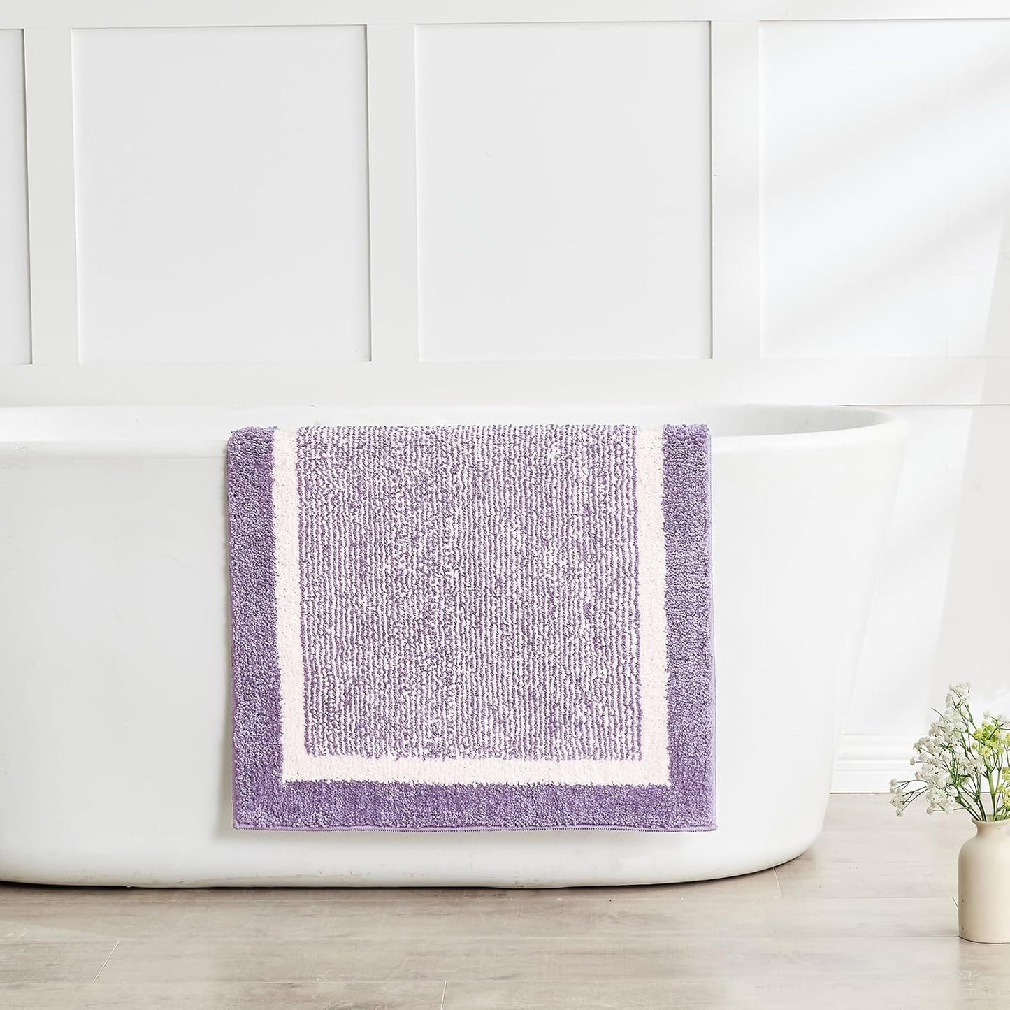CozeCube Bath mats for Bathroom Non Slip, Fluffy Absorbent Microfiber Bath mat Washable, Aesthetic Bathroom Rugs, Long Purple Bath mat, Lavender, 47" x 24"
