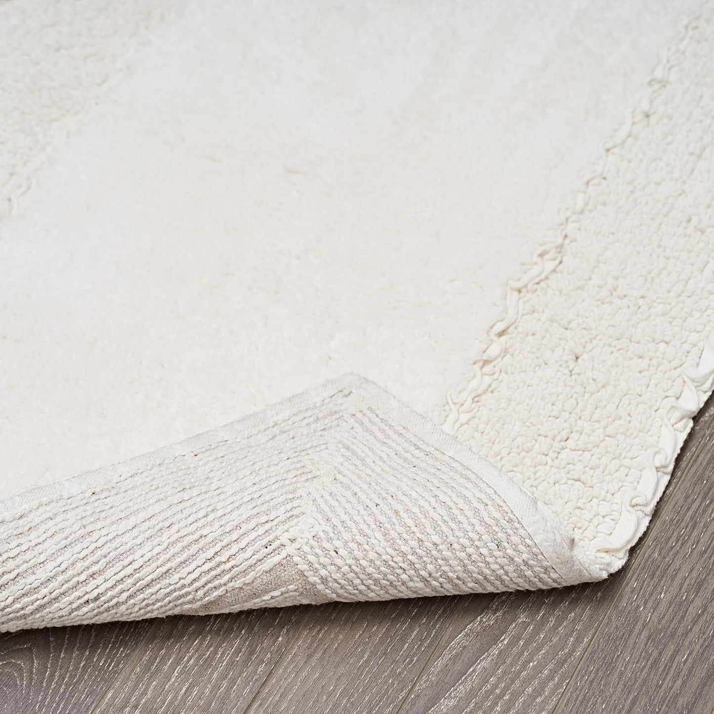 Laura Ashley Ruffle Border 100% Cotton Bath Rug, Ivory, 20"x 34"