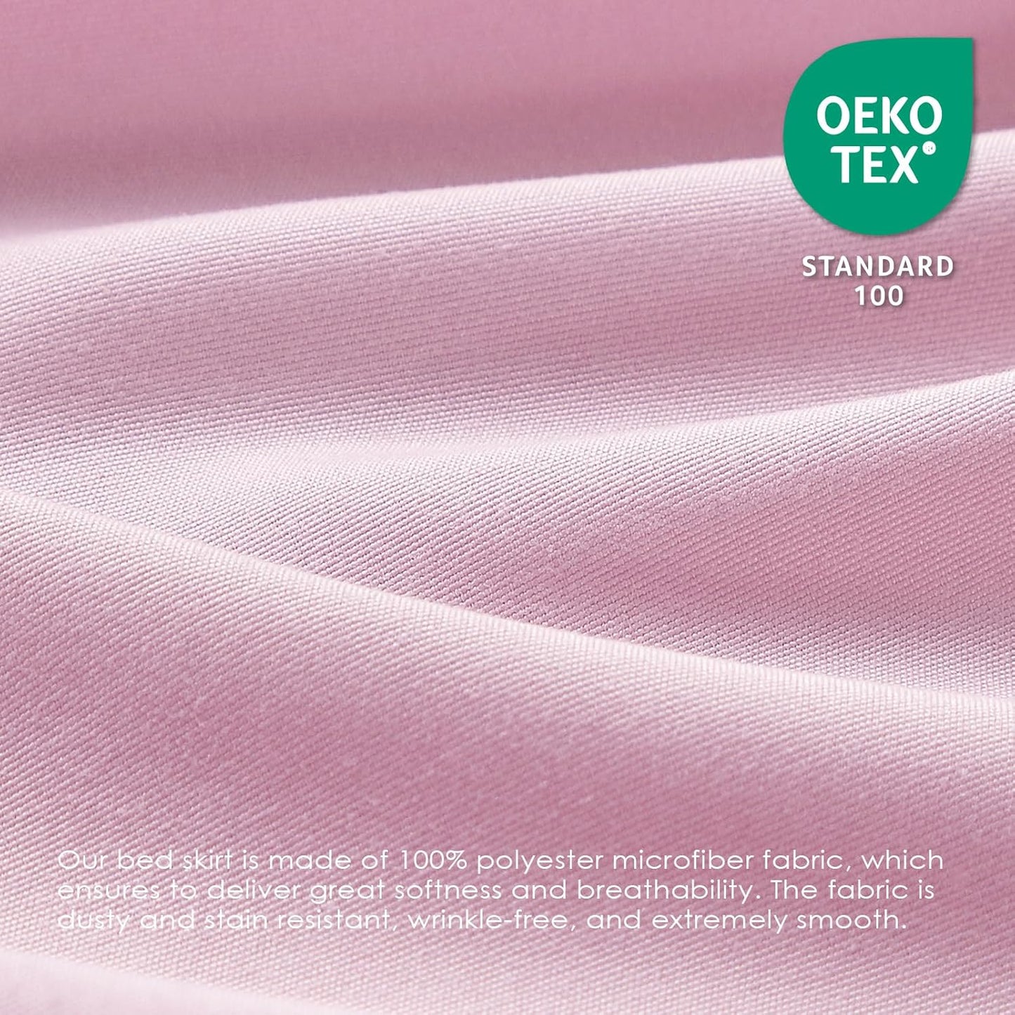 FreshCulture Queen Bed Skirt, Elastic Wrap Around Bed Skirt Queen Size, Bed Skirts for Adjustable Bed, Easy Fit with 18 Inch Drop Length, Hotel Quality Dust Ruffle for Queen Bed (Dusty Pink)