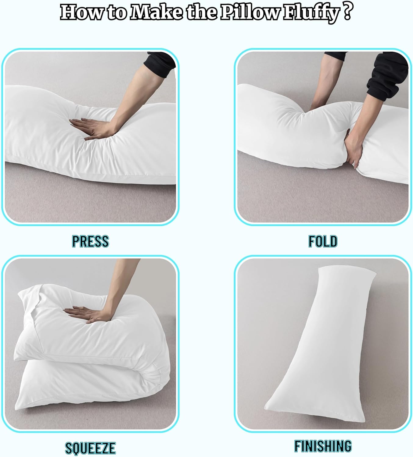 Ubauba Memory Foam Body Pillow with Cover, Full Large Body Pillows Insert for Adults with Envelope Closure Pillowcase, Firm & Fluffy Long Bed Pillows for Sleeping (20x54 inch, Pure White)