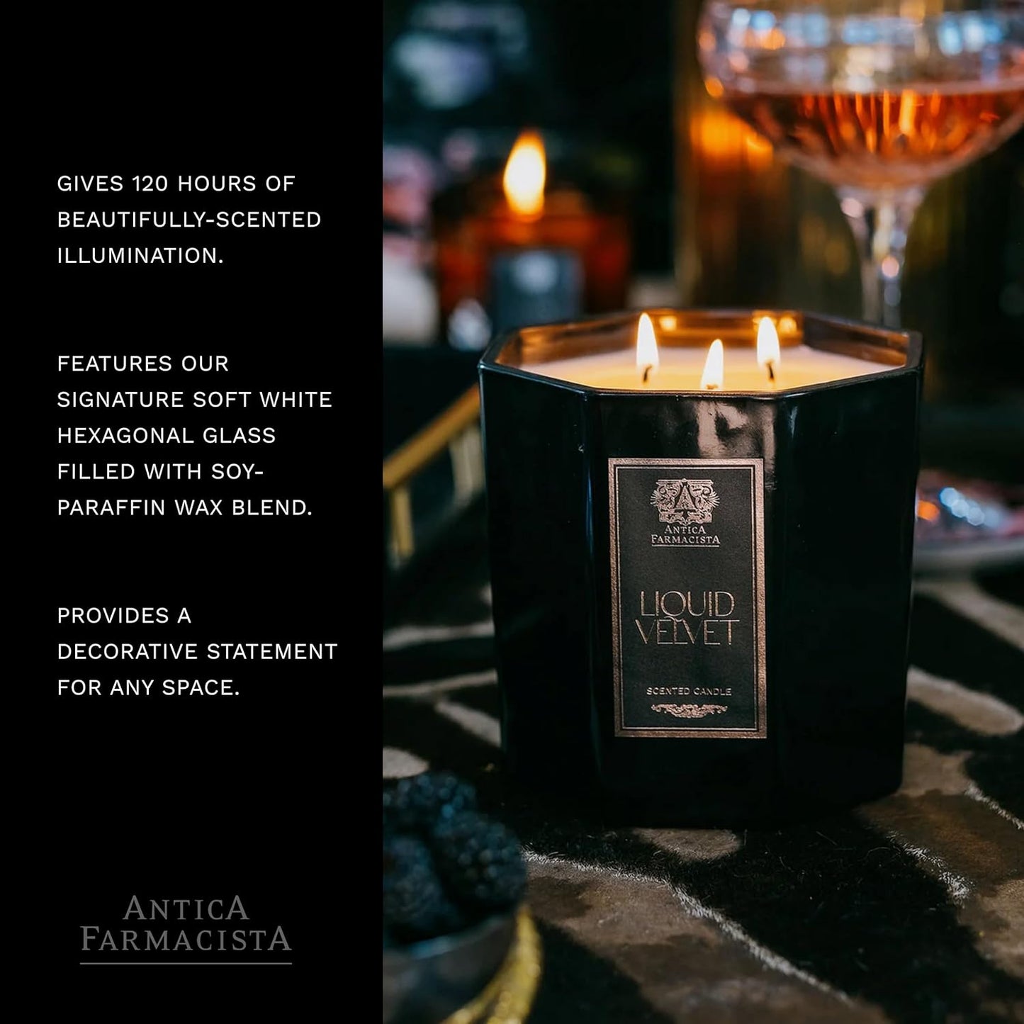 Antica Farmacista Three-Wick Candle - Decorative Home Candle - Long-Lasting & Premium Scented - Luxury Gift - Liquid Velvet, 25 oz