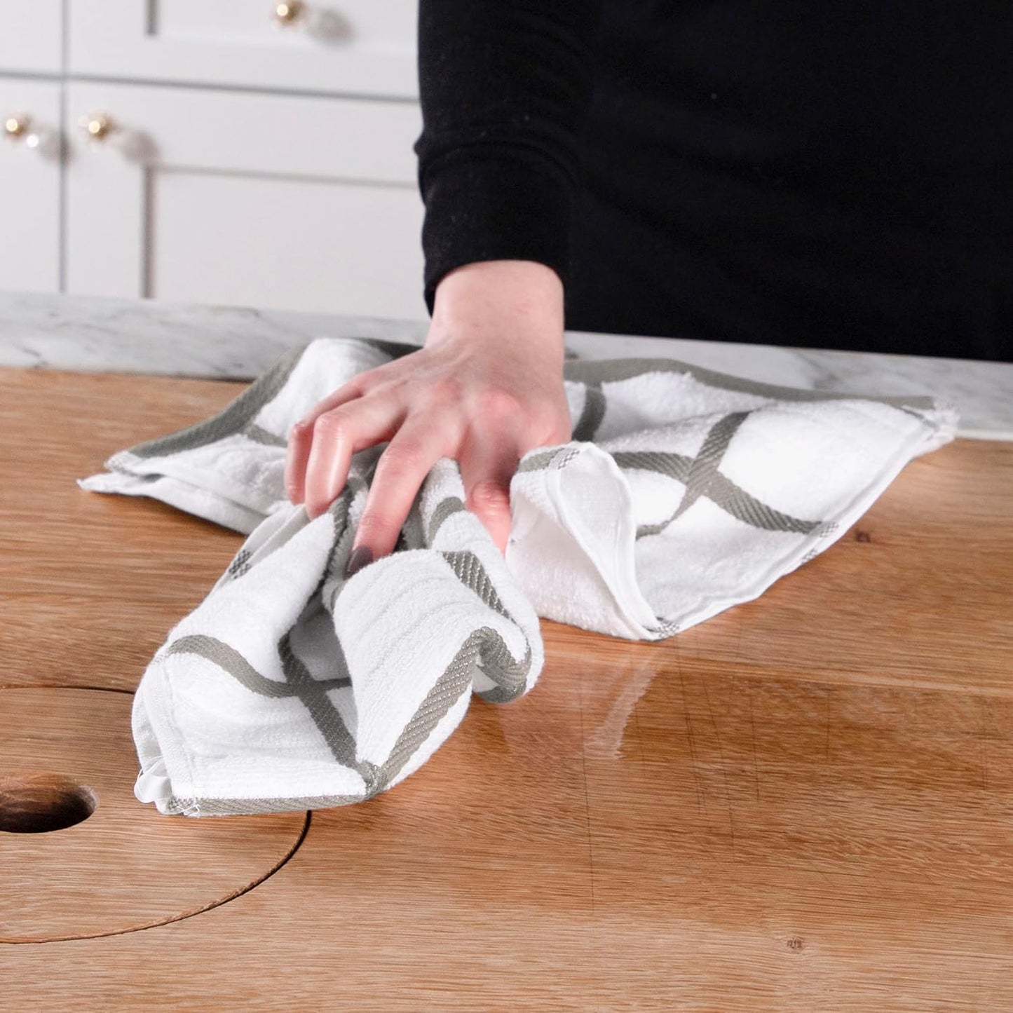 All-Clad Solid & Coordinate Kitchen Towels: Highly Absorbent, Super Soft Long Lasting 100% Cotton, 17" x 30" Tea Towels for Cleaning & Drying Dishes, Pans, Glassware, Countertops, 4-Pack, Pewter