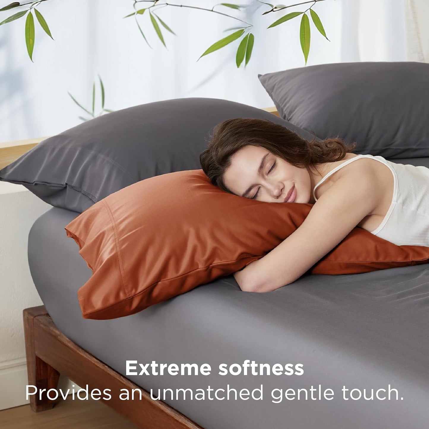 Bedsure King Size Pillow Cases Set of 2, Cooling Pillow Cases for Hot Sleepers, Rayon Derived from Bamboo Burnt Orange Pillowcases, Breathable & Soft Pillow Covers with Envelope Closure, 20x36 Inches