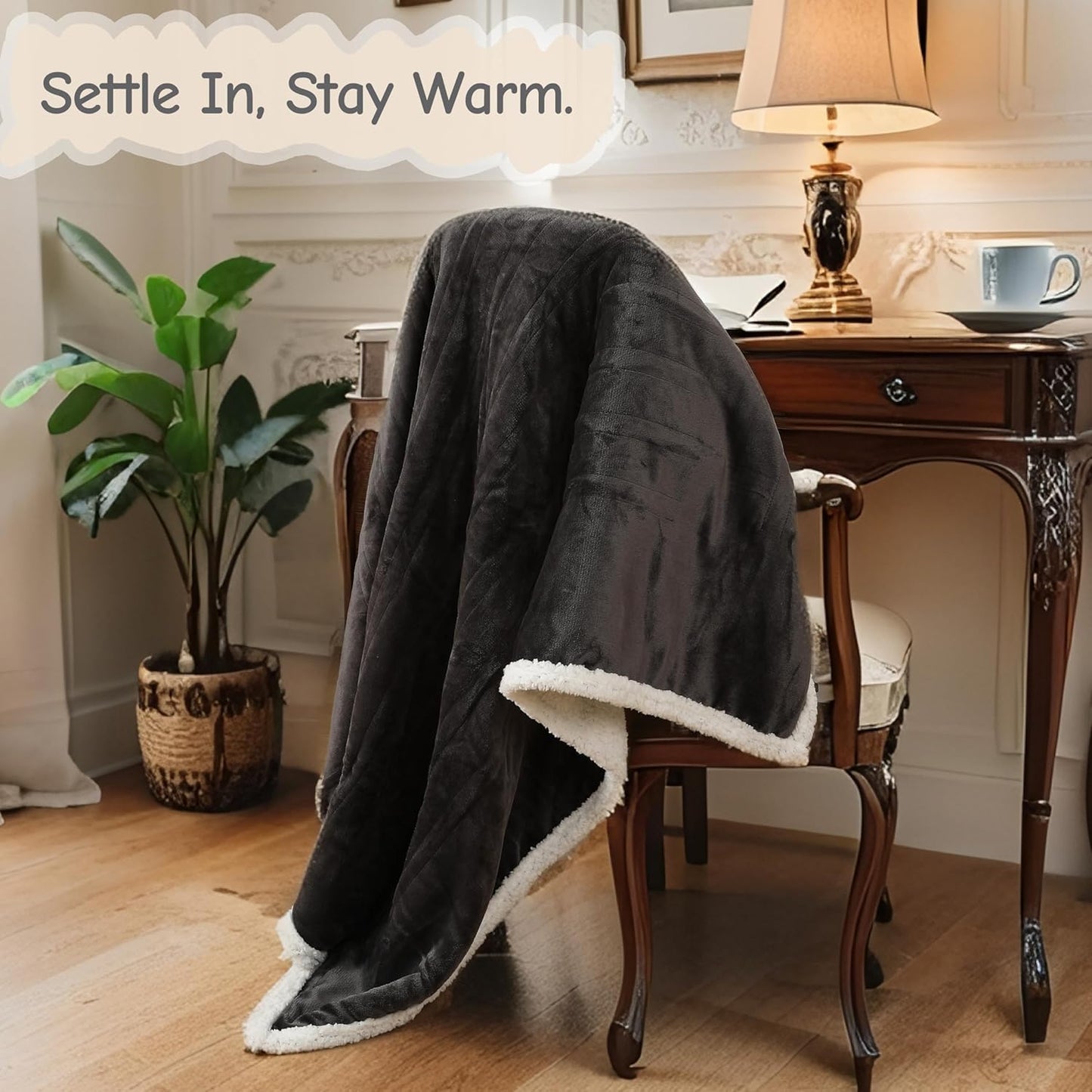 Electric Heated Blanket Full Size 72"x84", Soft Flannel with Overheat Protection, 6 Adjustable Heat Settings & 10-Hour Auto-Off Timer, Fast Heating for Winter Comfort, Dark Gray