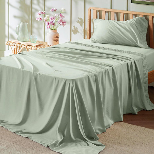 Bedsure Twin XL Sheet Sets Dorm Bedding - 3 Pieces Soft Extra Long Twin Sheets, Hotel Luxury, Easy Care Microfiber for Women, Men, Sage Green