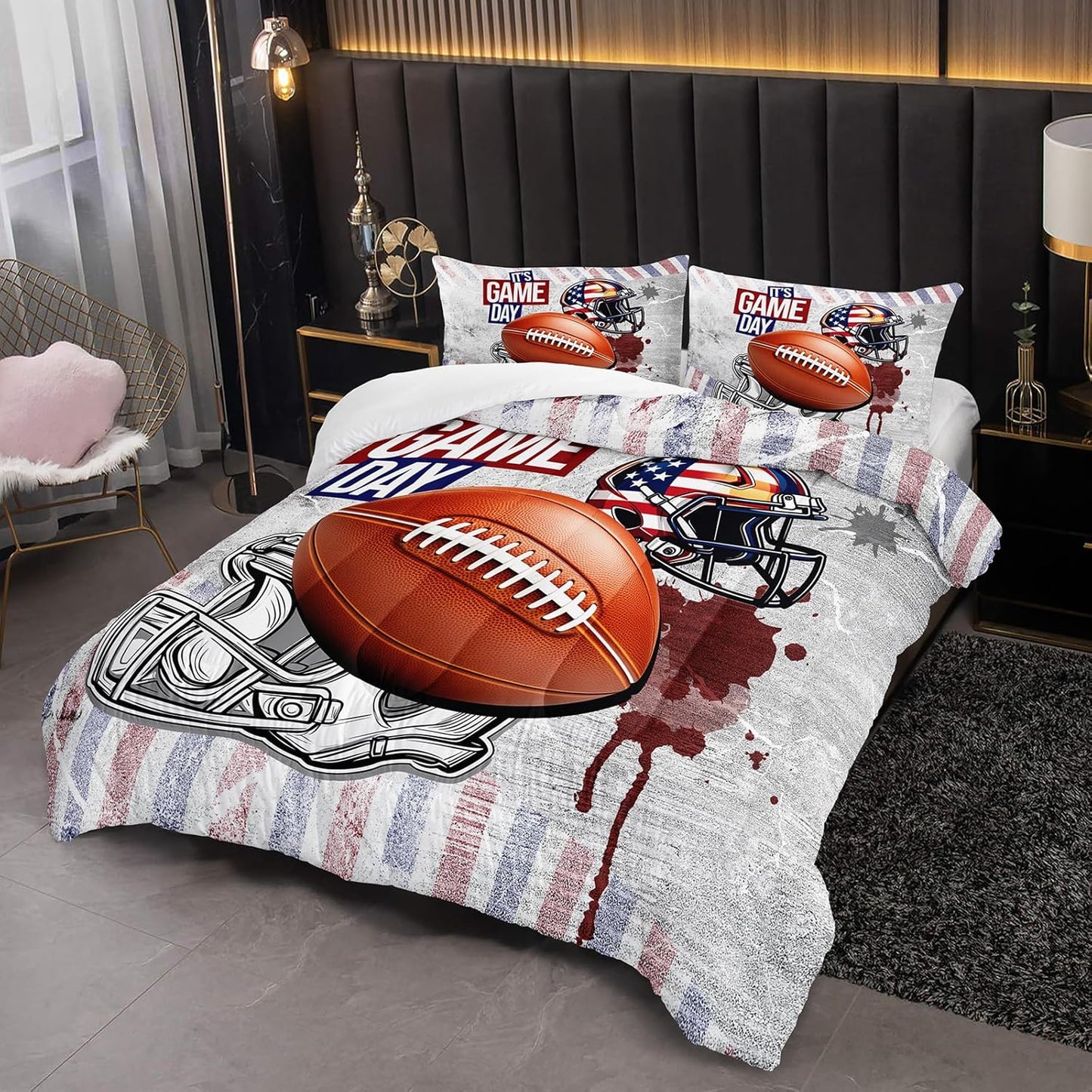 Full Size Kids Comforter Sets Boys Football，Sport Themed Full Size Bedding，Sport Quilt for Boys