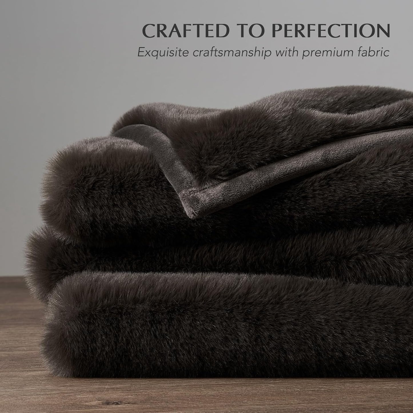 EVERGRACEHOME Ultra Soft Luxury Fluffy Mink Faux Fur Throw Blanket, Thick Warm Fall Winter Blankets for Bed, Couch, Cozy Plush Reversible Blanket for Chair, Sofa (Dark Brown, 50"x60")